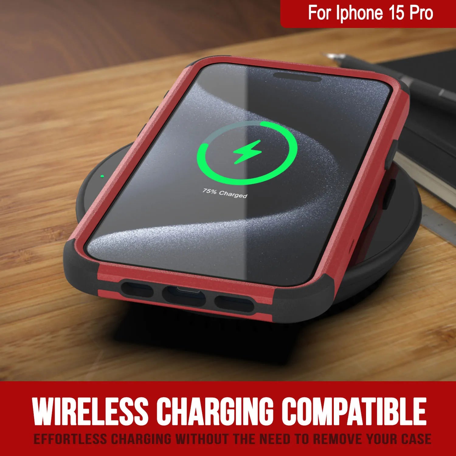 Punkcase for iPhone 15 Pro Belt Clip Multilayer Holster Case [Patron Series] [Red-Black]