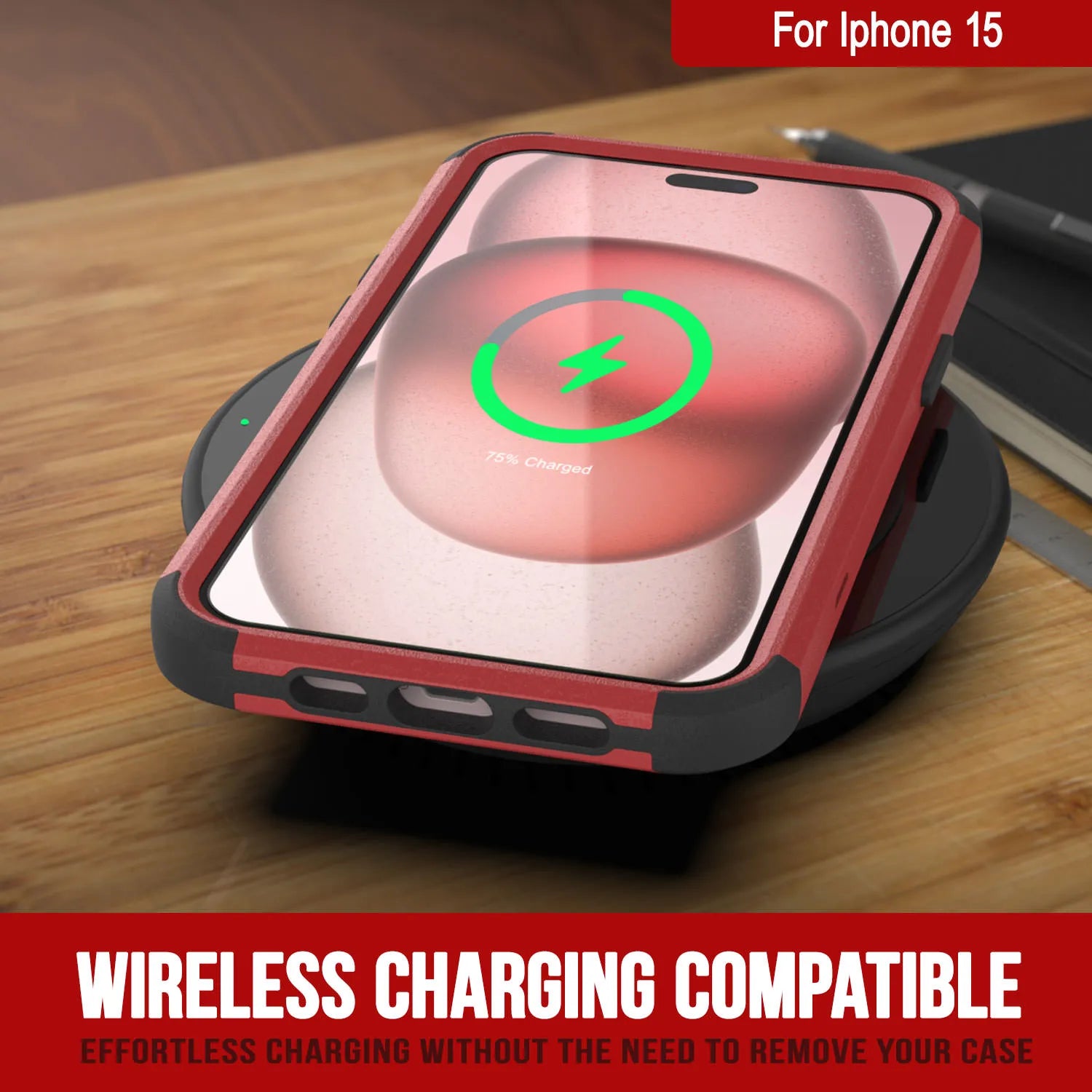 Punkcase for iPhone 15 Belt Clip Multilayer Holster Case [Patron Series] [Red-Black]