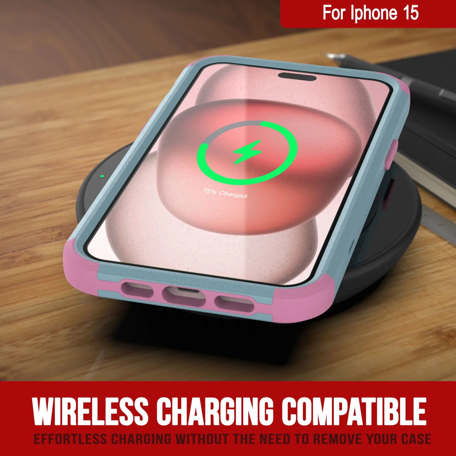 Punkcase for iPhone 15 Belt Clip Multilayer Holster Case [Patron Series] [Mint-Pink]