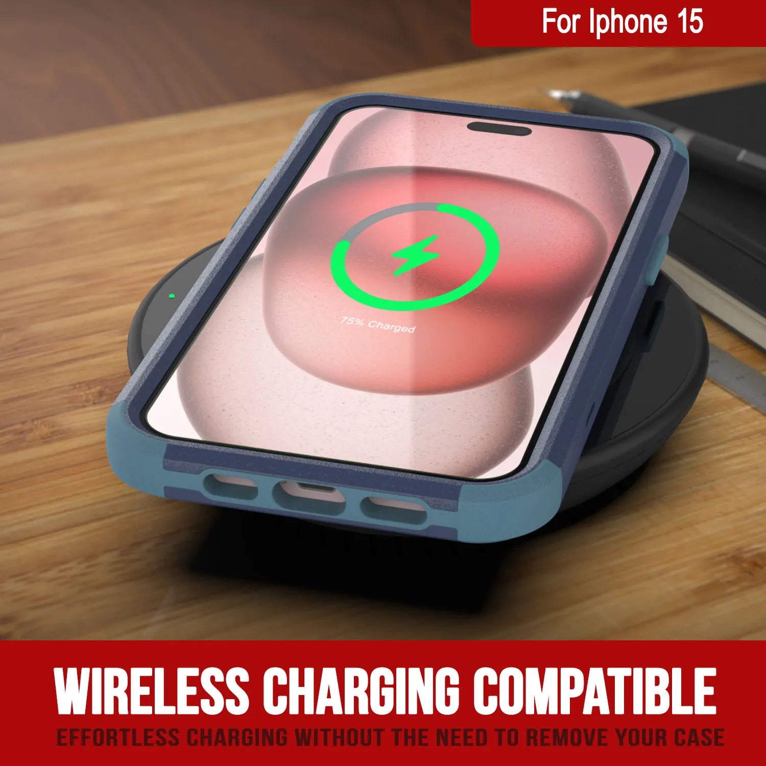 Punkcase for iPhone 15 Belt Clip Multilayer Holster Case [Patron Series] [Navy Blue]