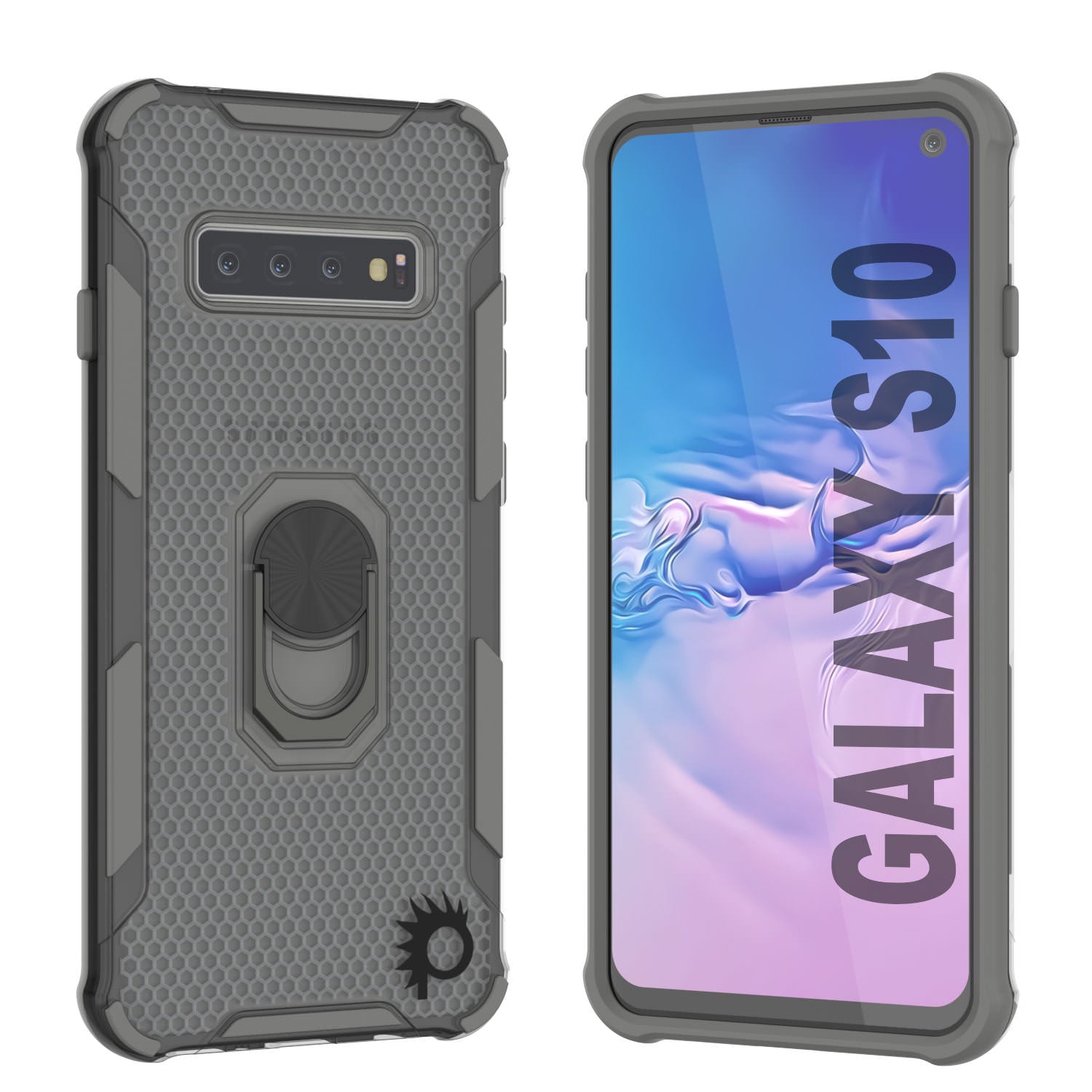 Punkcase Galaxy S10 Case [Magnetix 2.0 Series] Clear Protective TPU Cover W/Kickstand [Black]