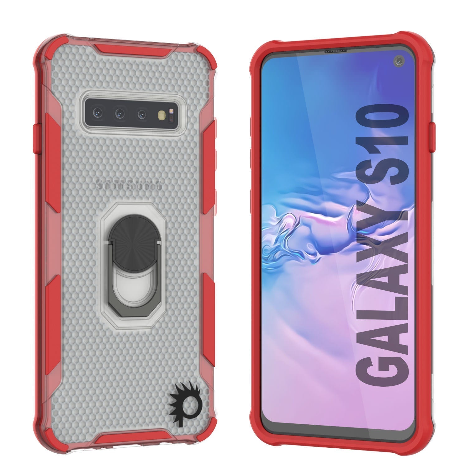 Punkcase Galaxy S10 Case [Magnetix 2.0 Series] Clear Protective TPU Cover W/Kickstand [Black]