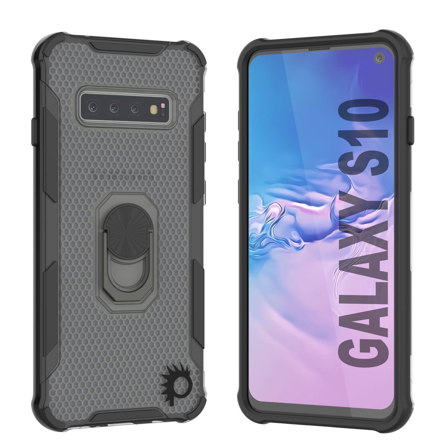 Punkcase Galaxy S10 Case [Magnetix 2.0 Series] Clear Protective TPU Cover W/Kickstand [Grey]
