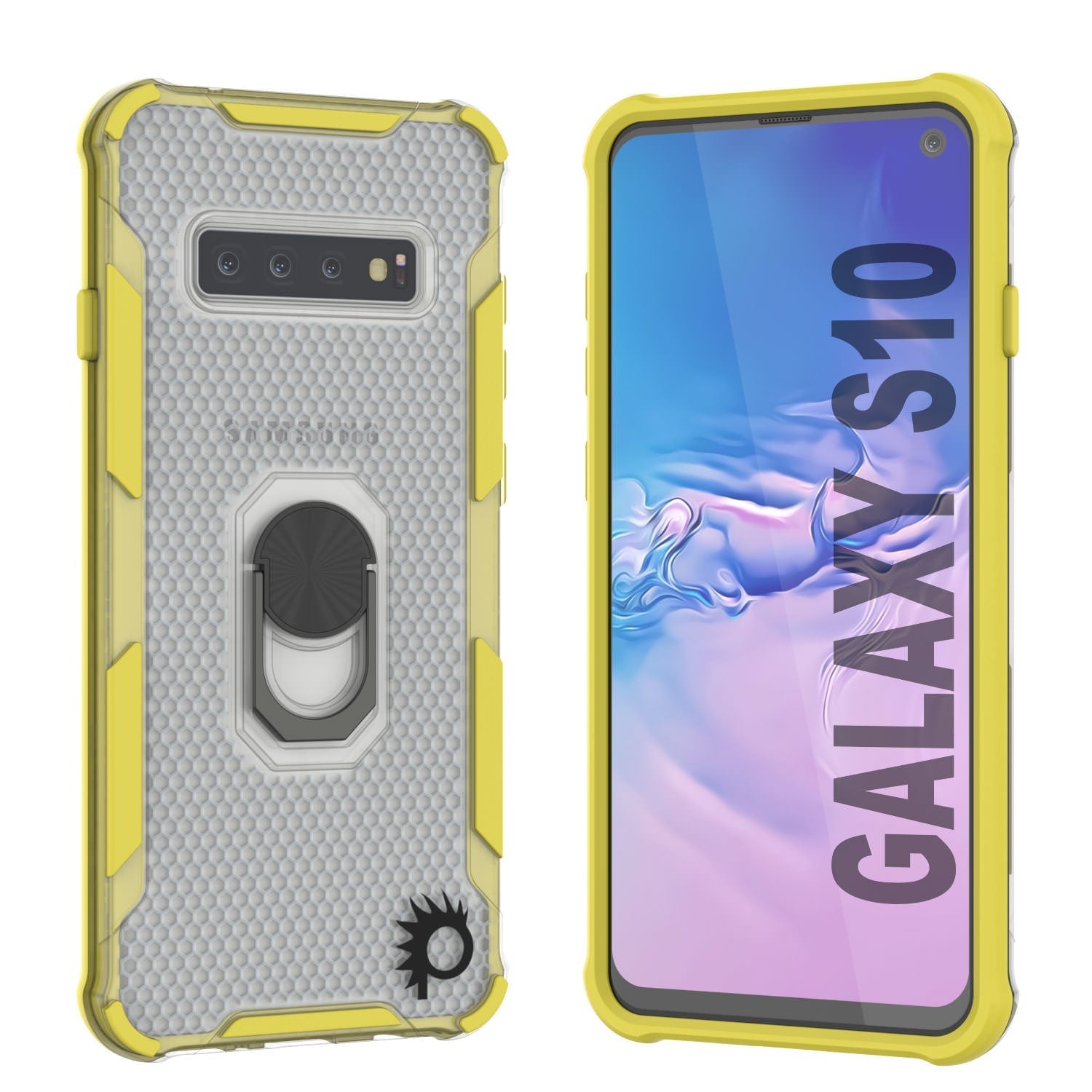Punkcase Galaxy S10 Case [Magnetix 2.0 Series] Clear Protective TPU Cover W/Kickstand [Red]