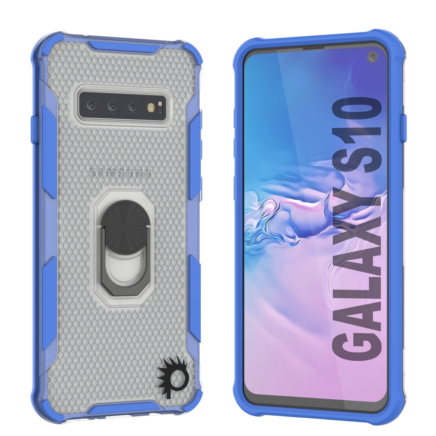 Punkcase Galaxy S10 Case [Magnetix 2.0 Series] Clear Protective TPU Cover W/Kickstand [Black]