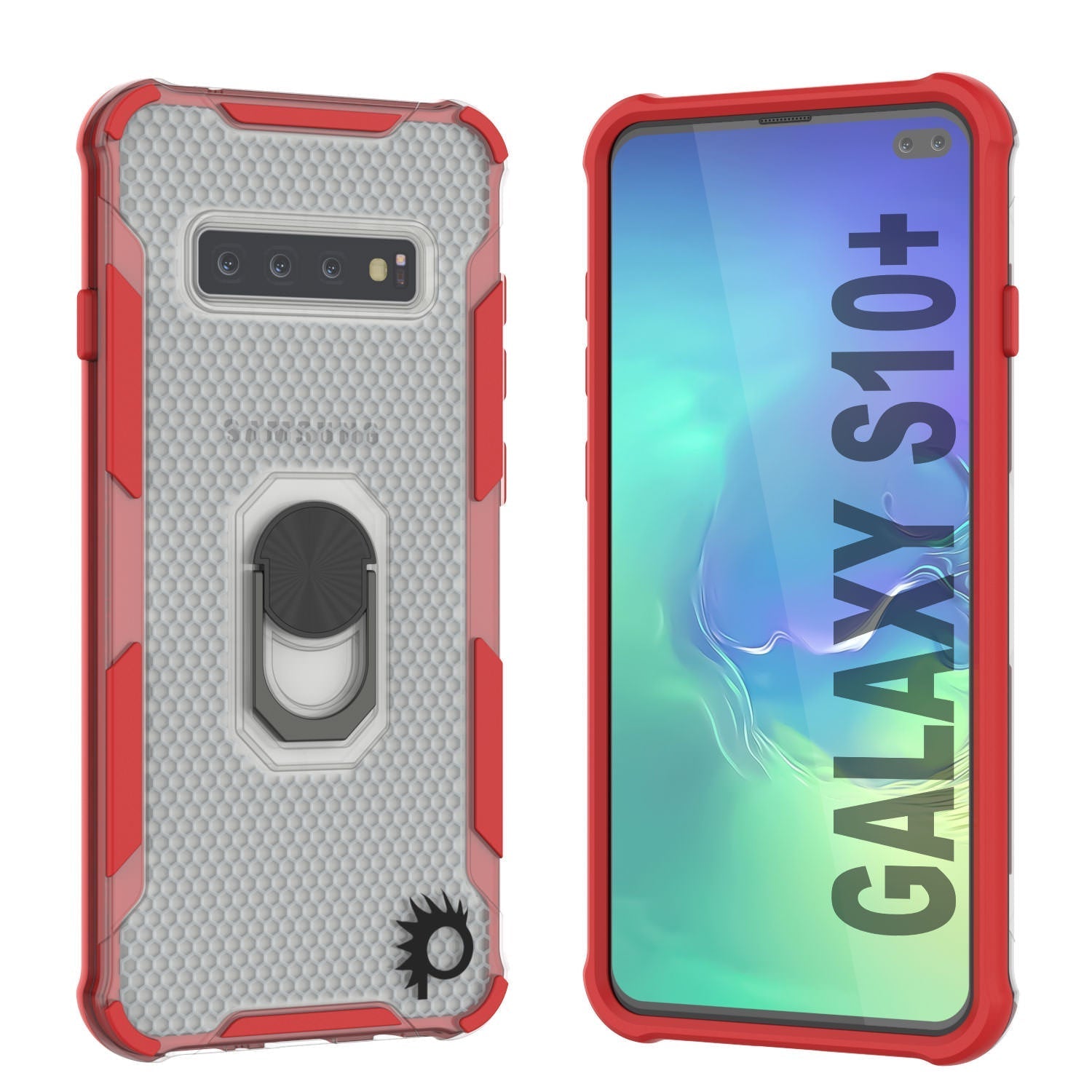 Punkcase Galaxy S10 Plus Case [Magnetix 2.0 Series] Clear Protective TPU Cover W/Kickstand [Black]