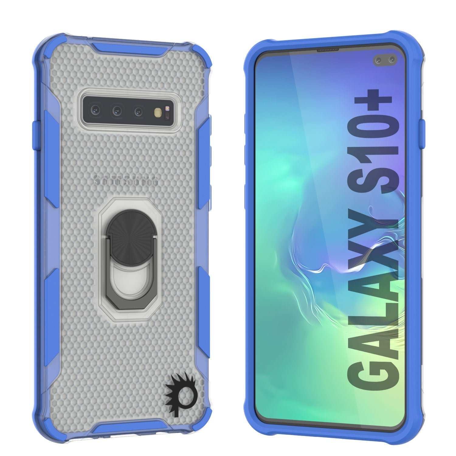 Punkcase Galaxy S10 Plus Case [Magnetix 2.0 Series] Clear Protective TPU Cover W/Kickstand [Red]