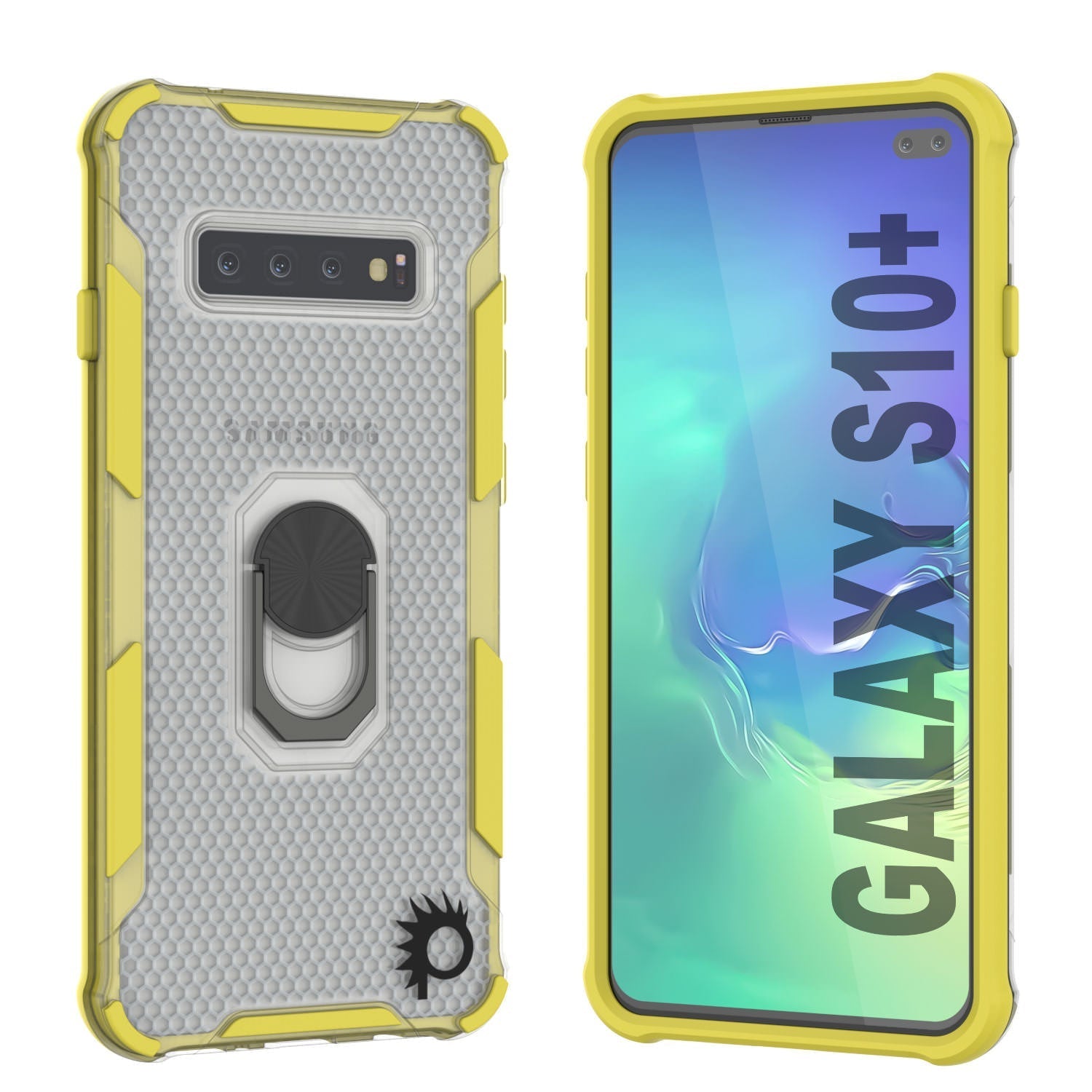 Punkcase Galaxy S10 Plus Case [Magnetix 2.0 Series] Clear Protective TPU Cover W/Kickstand [Red]