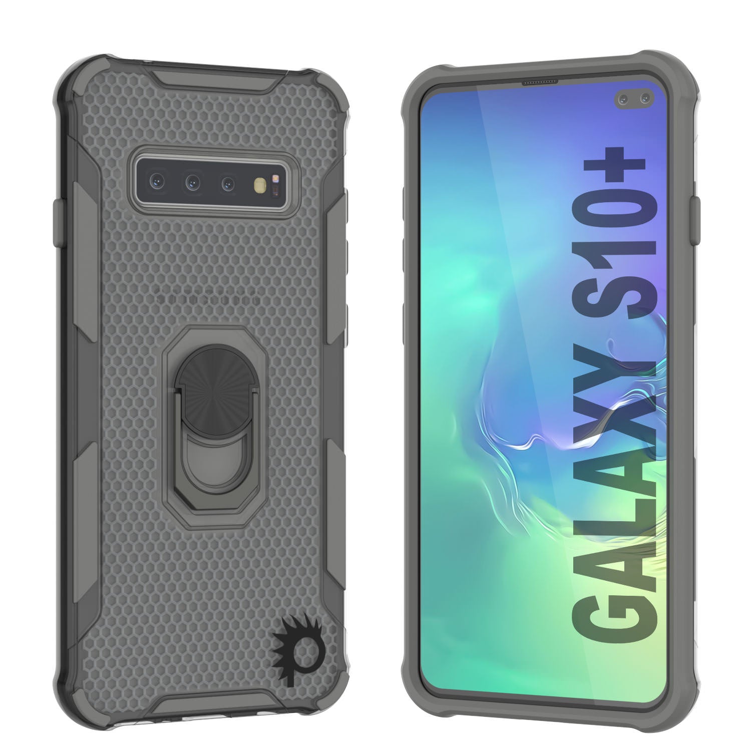 Punkcase Galaxy S10 Plus Case [Magnetix 2.0 Series] Clear Protective TPU Cover W/Kickstand [Red]