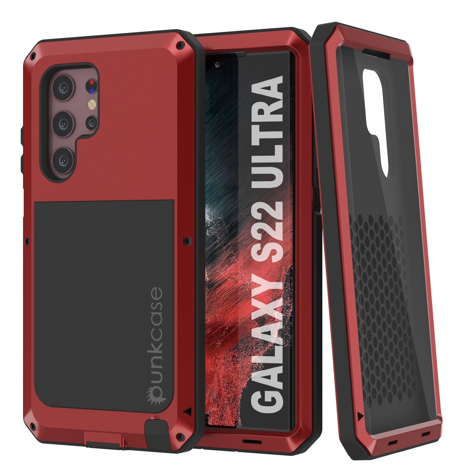 Galaxy S22 Ultra Metal Case, Heavy Duty Military Grade Rugged Armor Cover [Black]