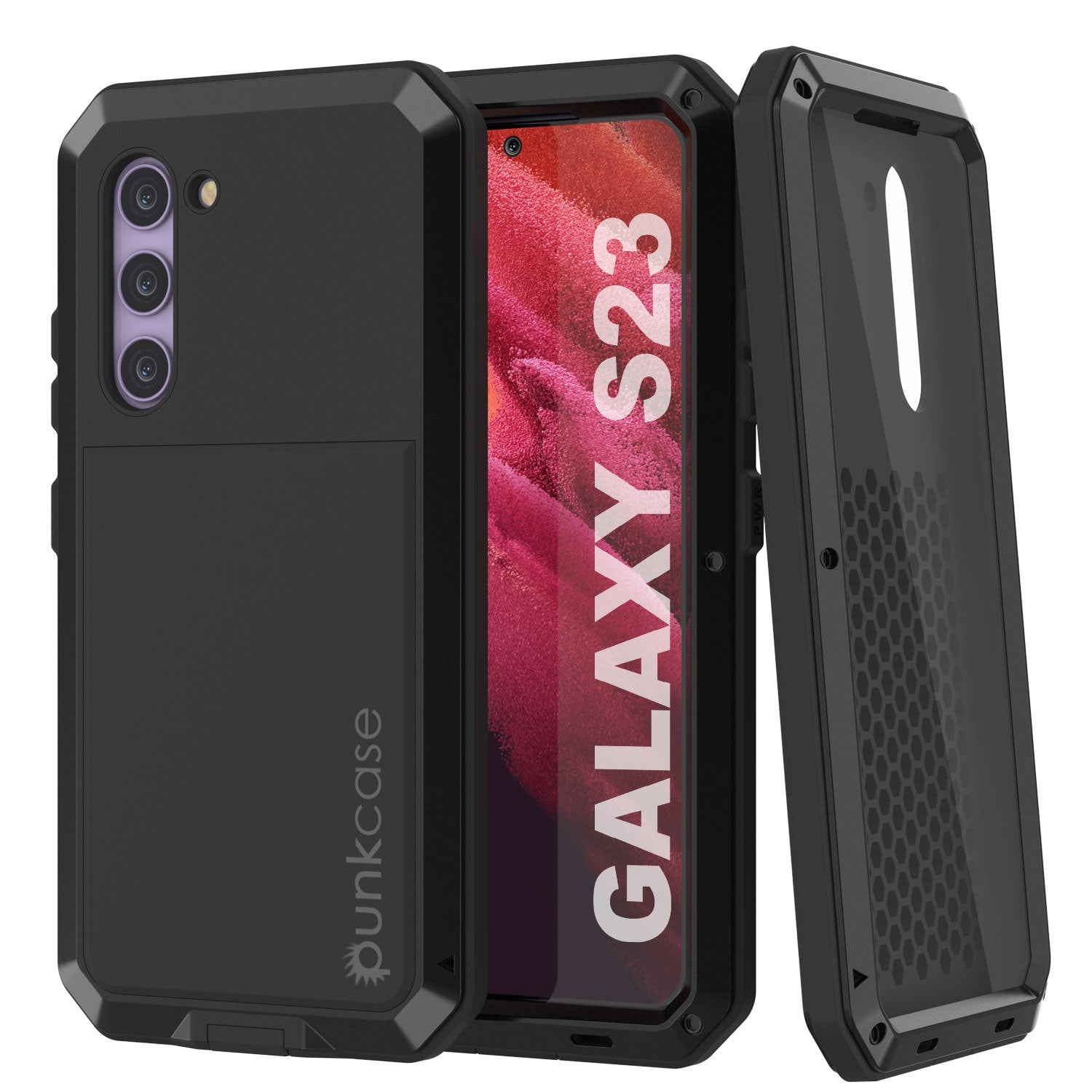 Galaxy S23 Metal Case, Heavy Duty Military Grade Armor Cover [shock proof] Full Body Hard [Red]