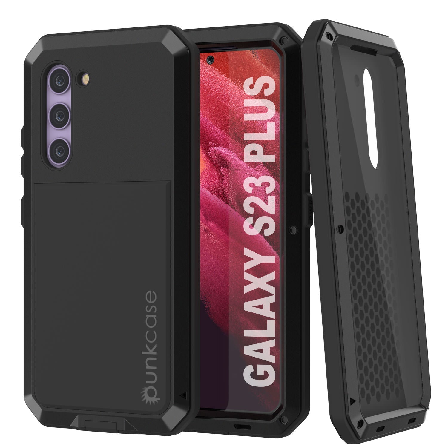 Galaxy S23+ Plus Metal Case, Heavy Duty Military Grade Armor Cover [shock proof] Full Body Hard [Red]