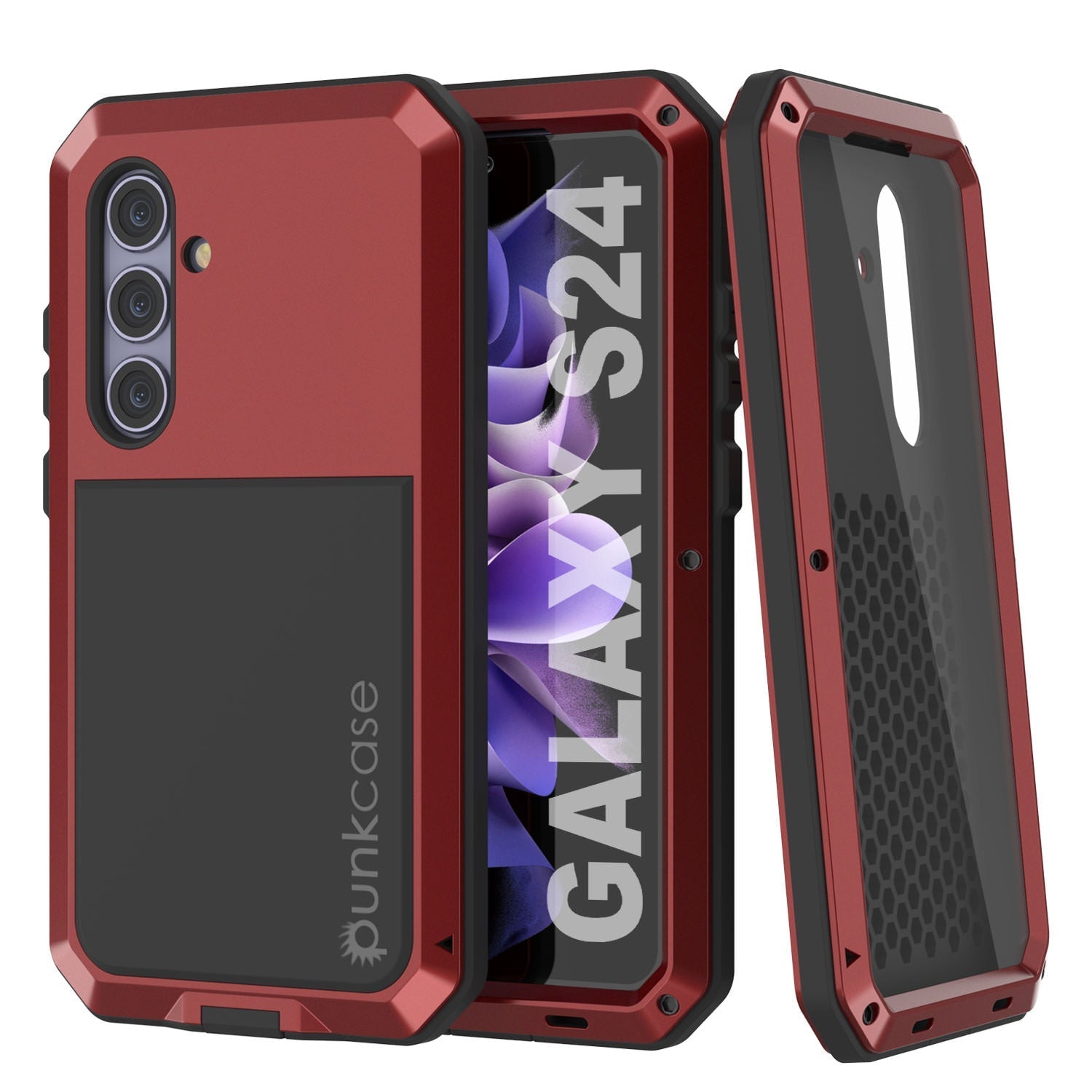 Galaxy S24 Metal Case, Heavy Duty Military Grade Armor Cover [shock proof] Full Body Hard [Pink]