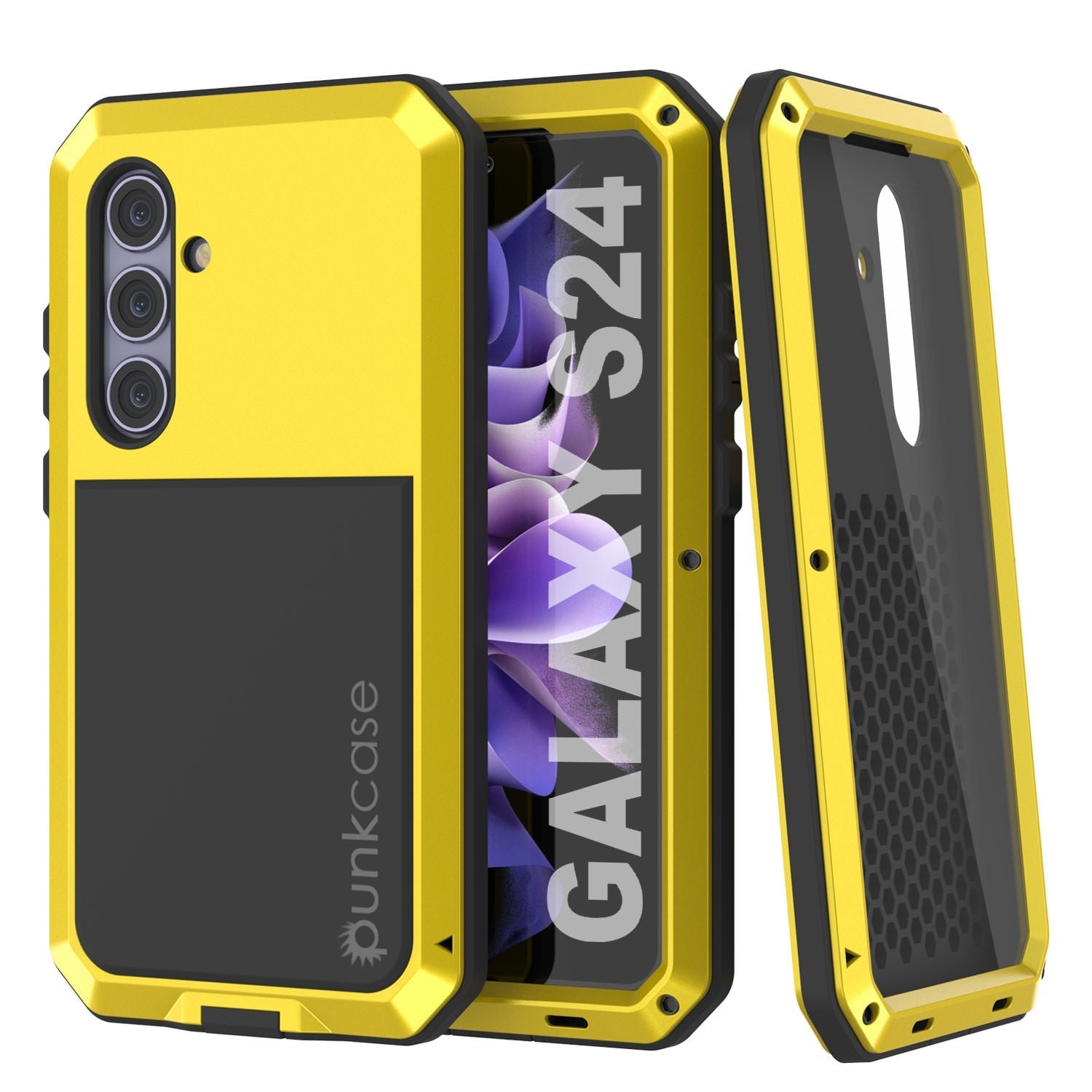 Galaxy S24 Metal Case, Heavy Duty Military Grade Armor Cover [shock proof] Full Body Hard [Pink]
