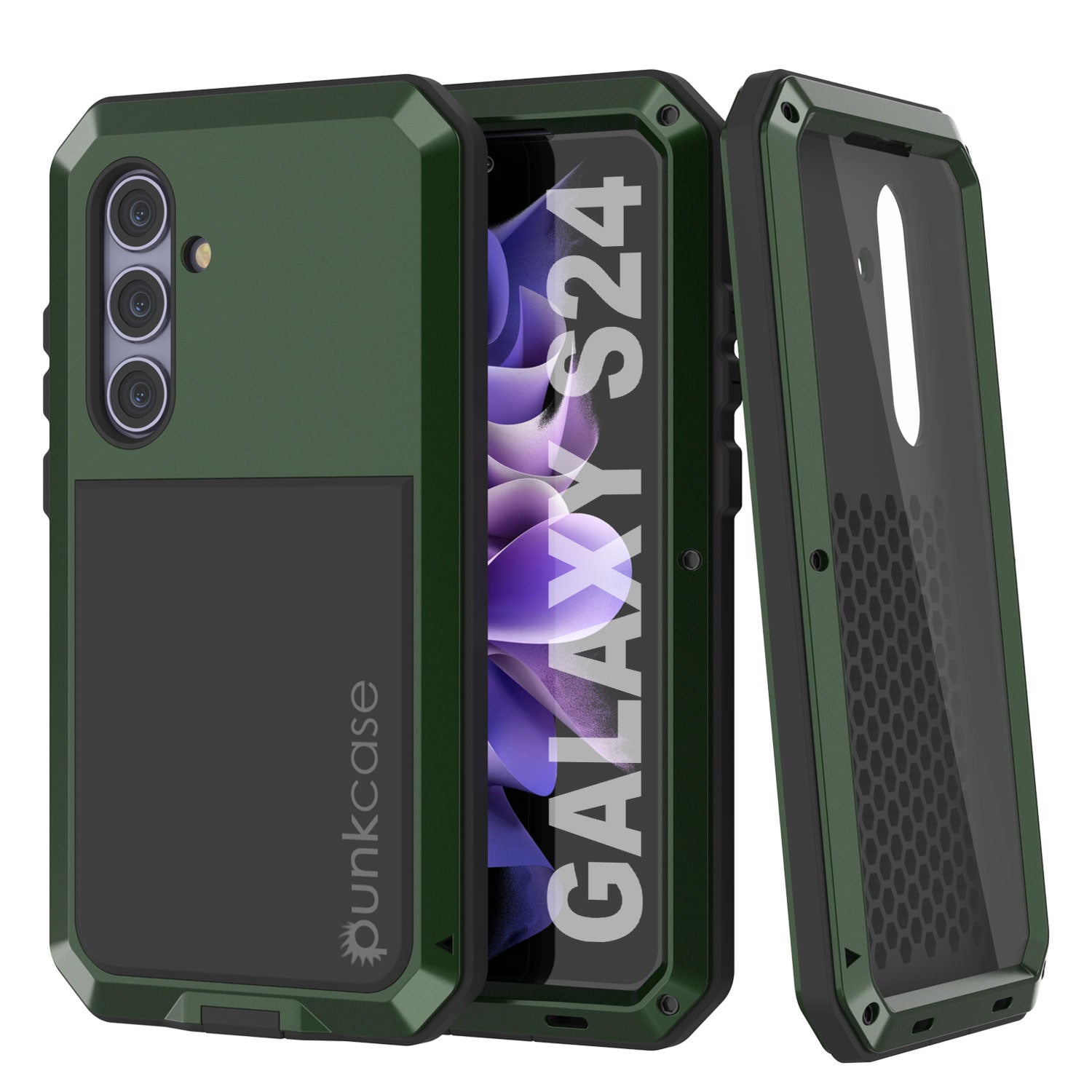 Galaxy S24 Metal Case, Heavy Duty Military Grade Armor Cover [shock proof] Full Body Hard [Pink]