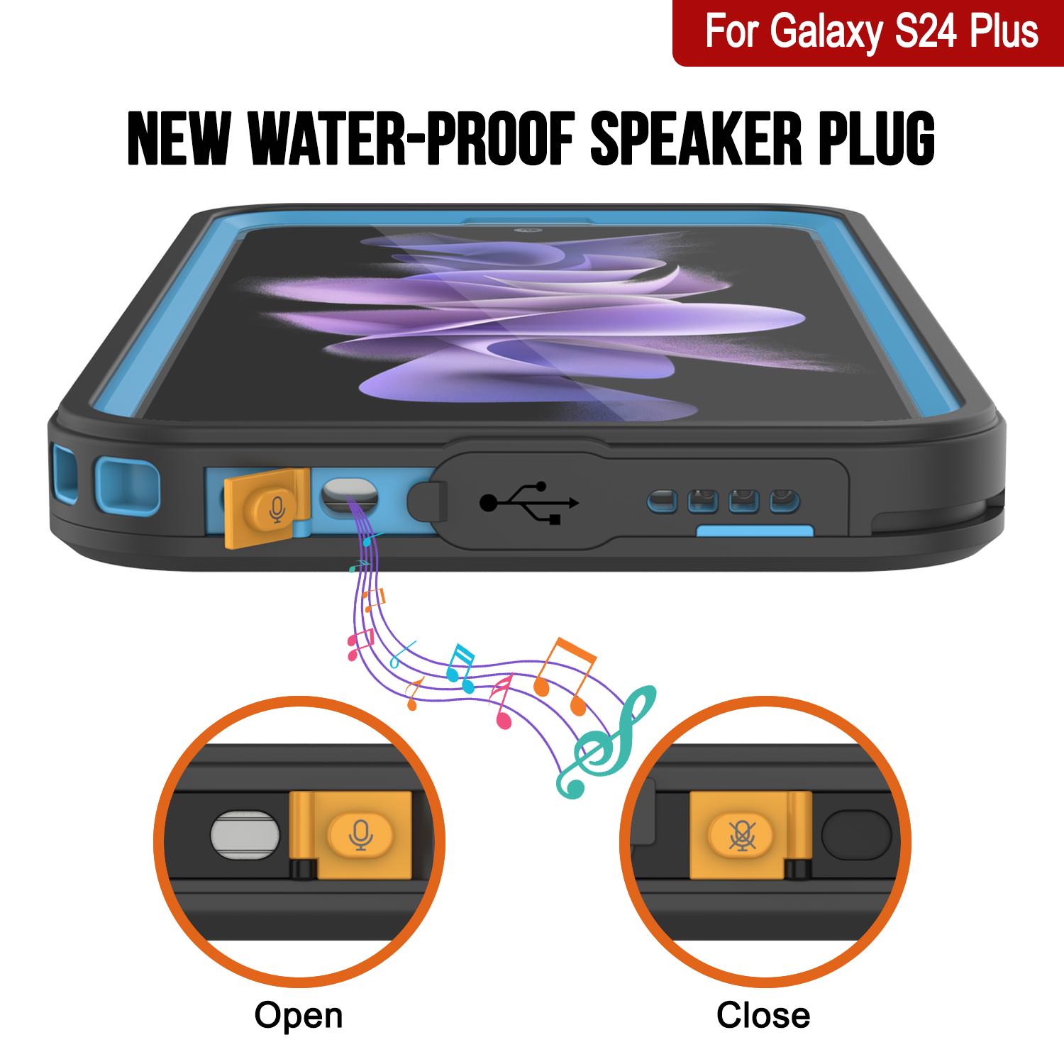 Galaxy S24+ Plus Waterproof Case PunkCase StudStar Light Blue Thin 6.7ft Underwater IP68 ShockProof