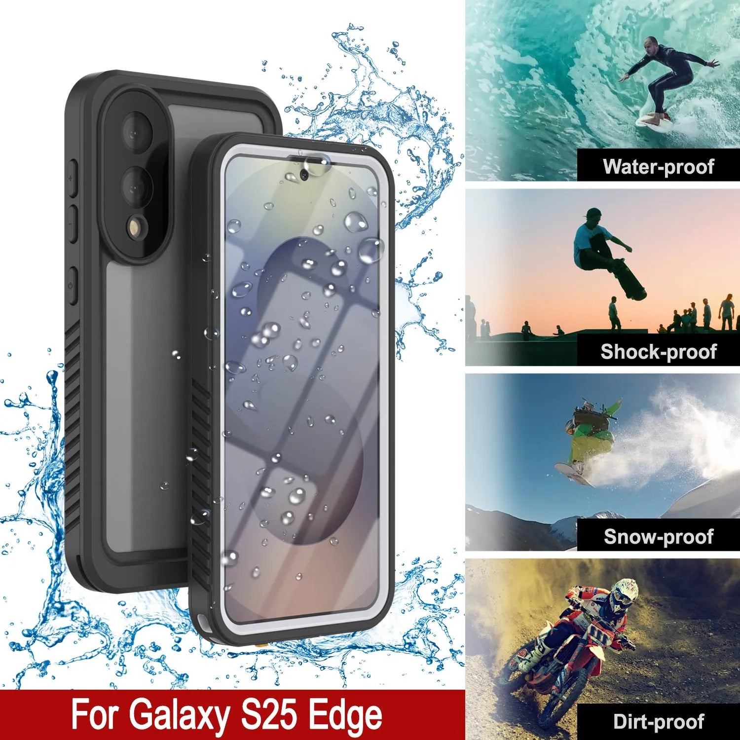 Galaxy S25 Edge Water/ Shockproof [Extreme Series] With Screen Protector Case [White]