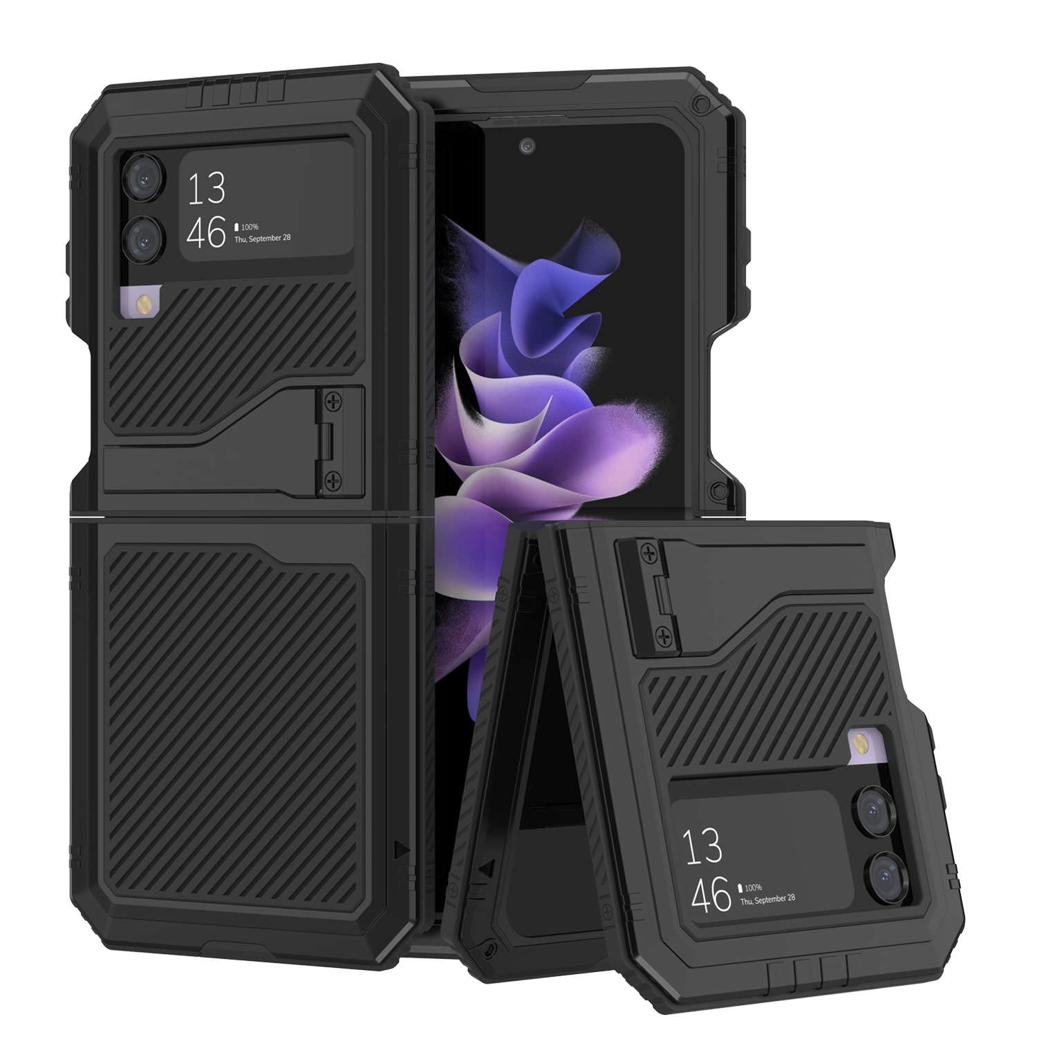 Galaxy Z Flip4 Metal Case, Heavy Duty Military Grade Armor Cover Full Body Hard [White]