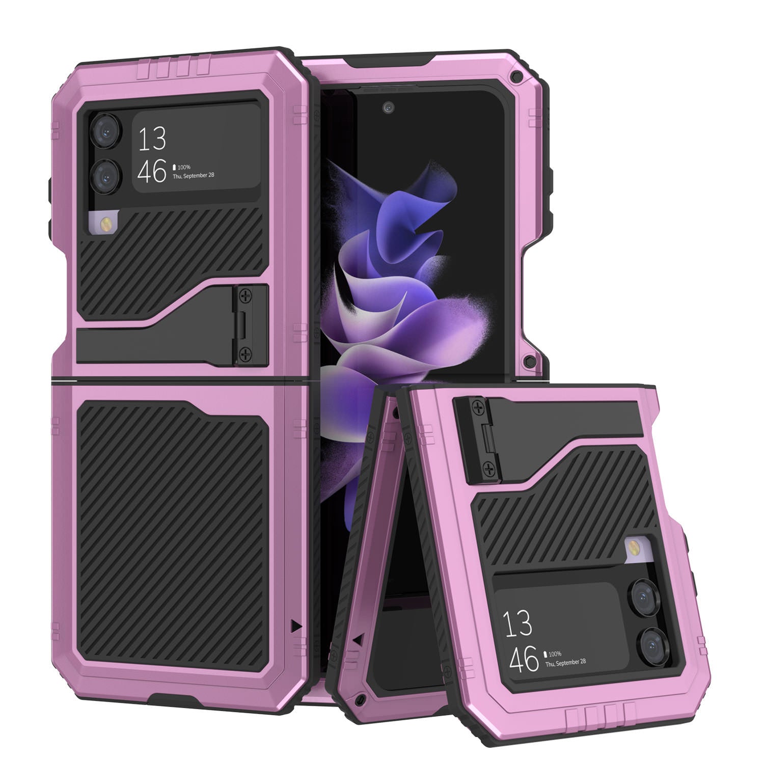 Galaxy Z Flip4 Metal Case, Heavy Duty Military Grade Armor Cover Full Body Hard [Dark Green]