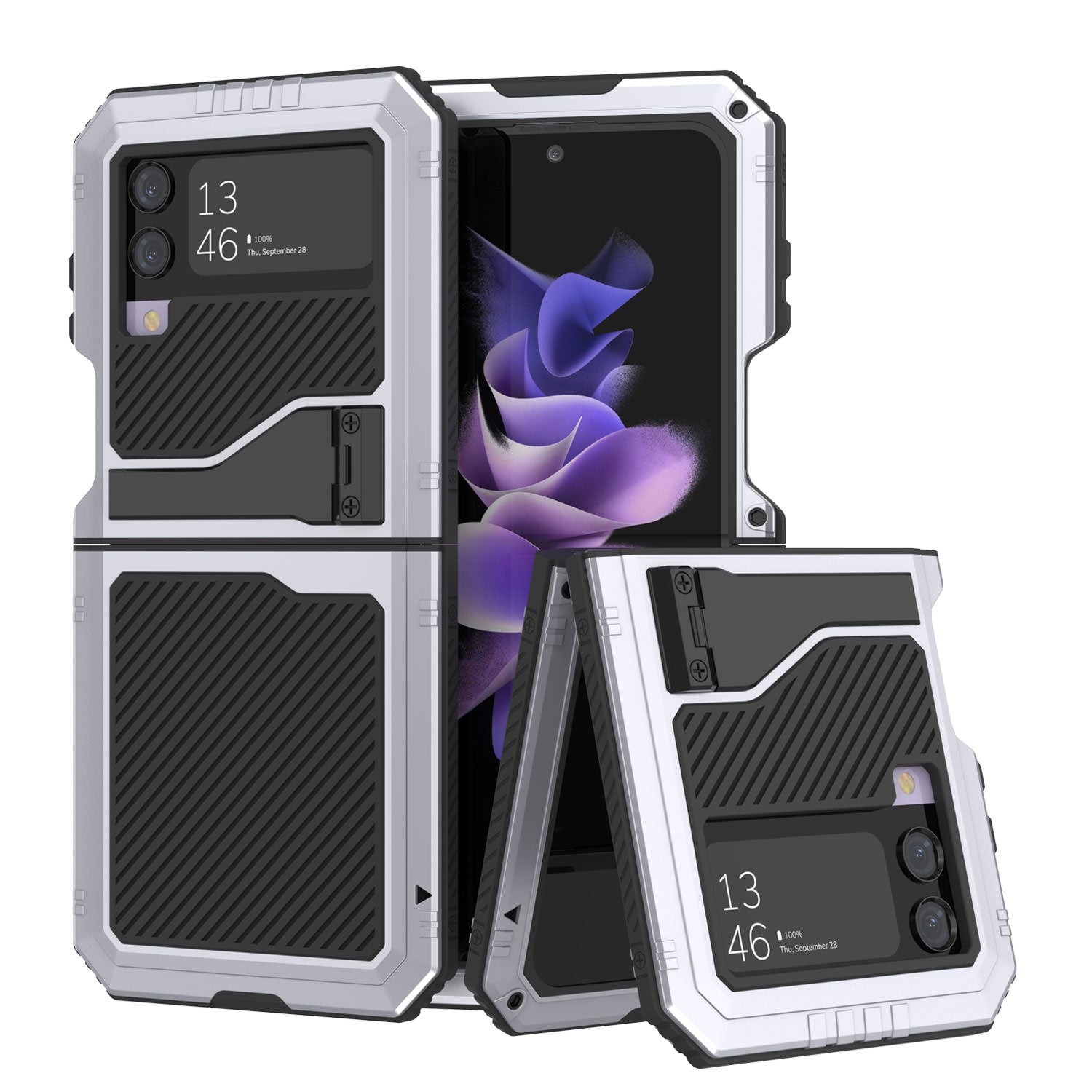 Galaxy Z Flip4 Metal Case, Heavy Duty Military Grade Armor Cover Full Body Hard [Blue]