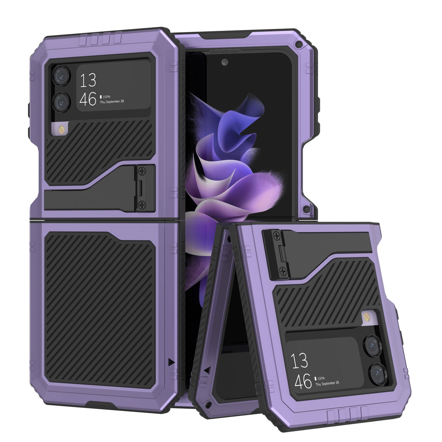 Galaxy Z Flip4 Metal Case, Heavy Duty Military Grade Armor Cover Full Body Hard [Blue]