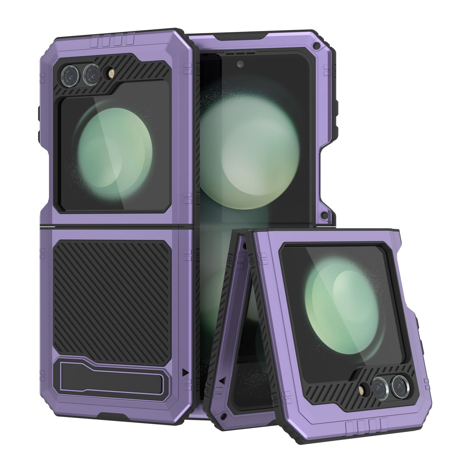 Galaxy Z Flip5 Metal Case, Heavy Duty Military Grade Armor Cover Full Body Hard [Dark Green]