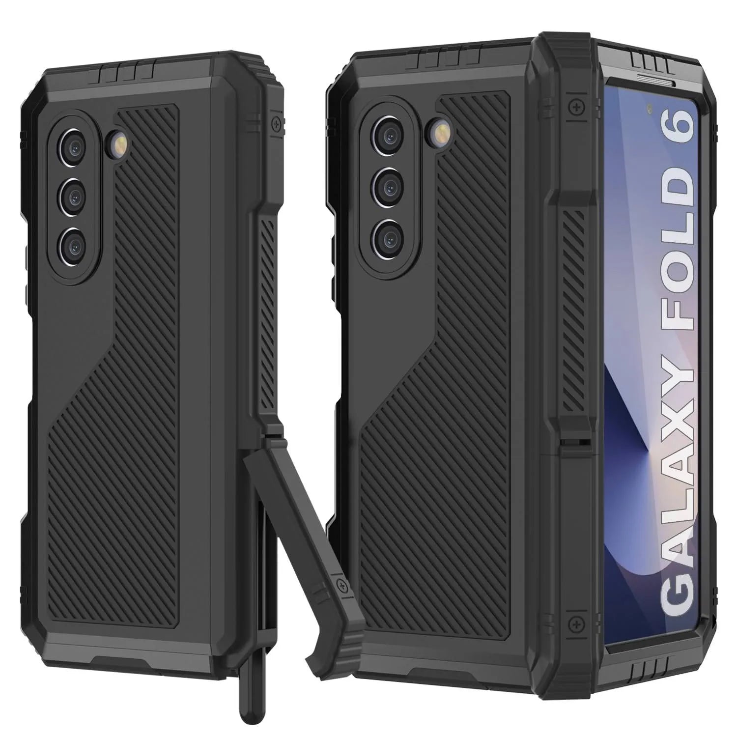 Galaxy Z Fold6 Metal Case, Heavy Duty Military Grade Armor Cover Full Body Hard [Blue]