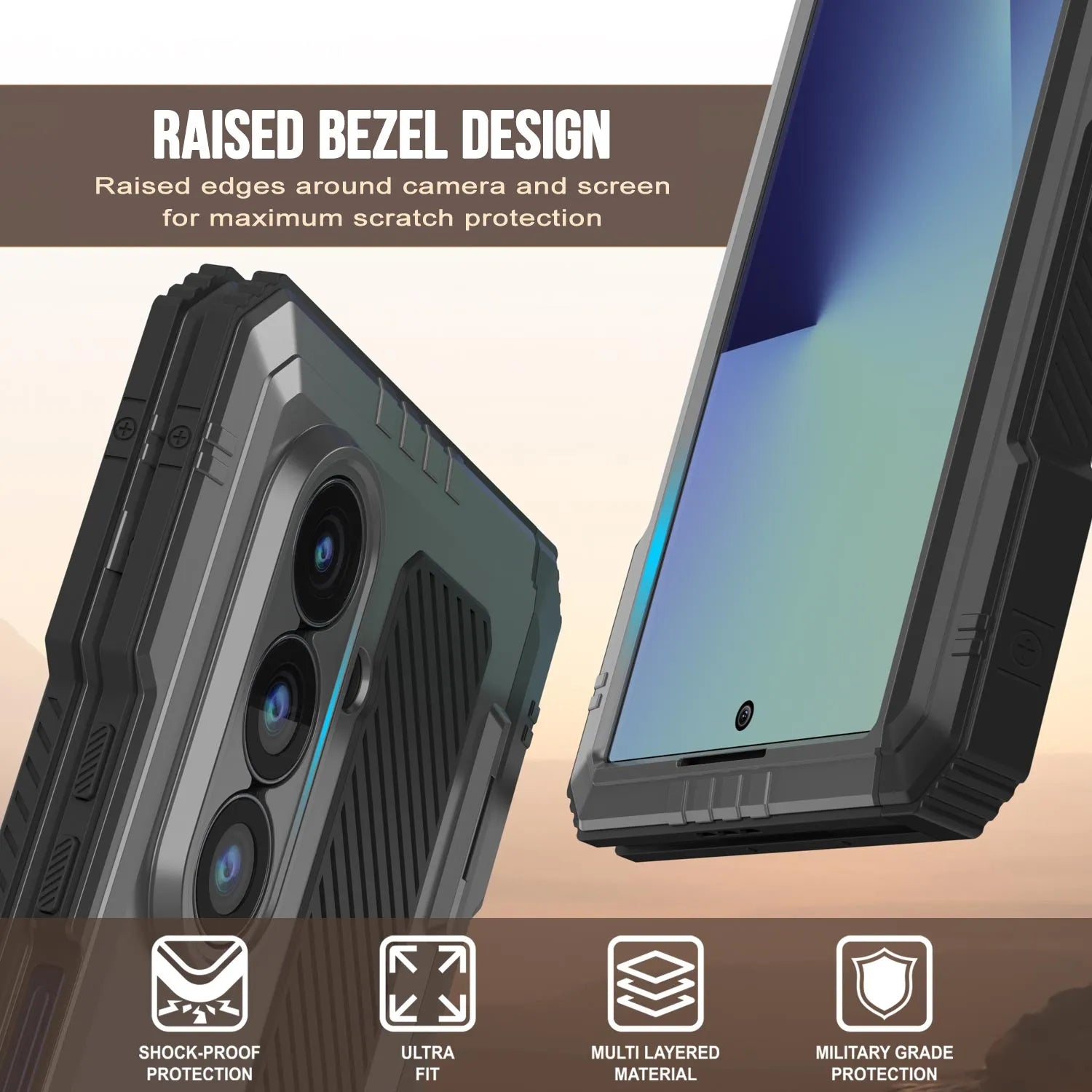 Galaxy Z Fold7 Metal Case, Heavy Duty Military Grade Armor Cover Full Body Hard [Silver]