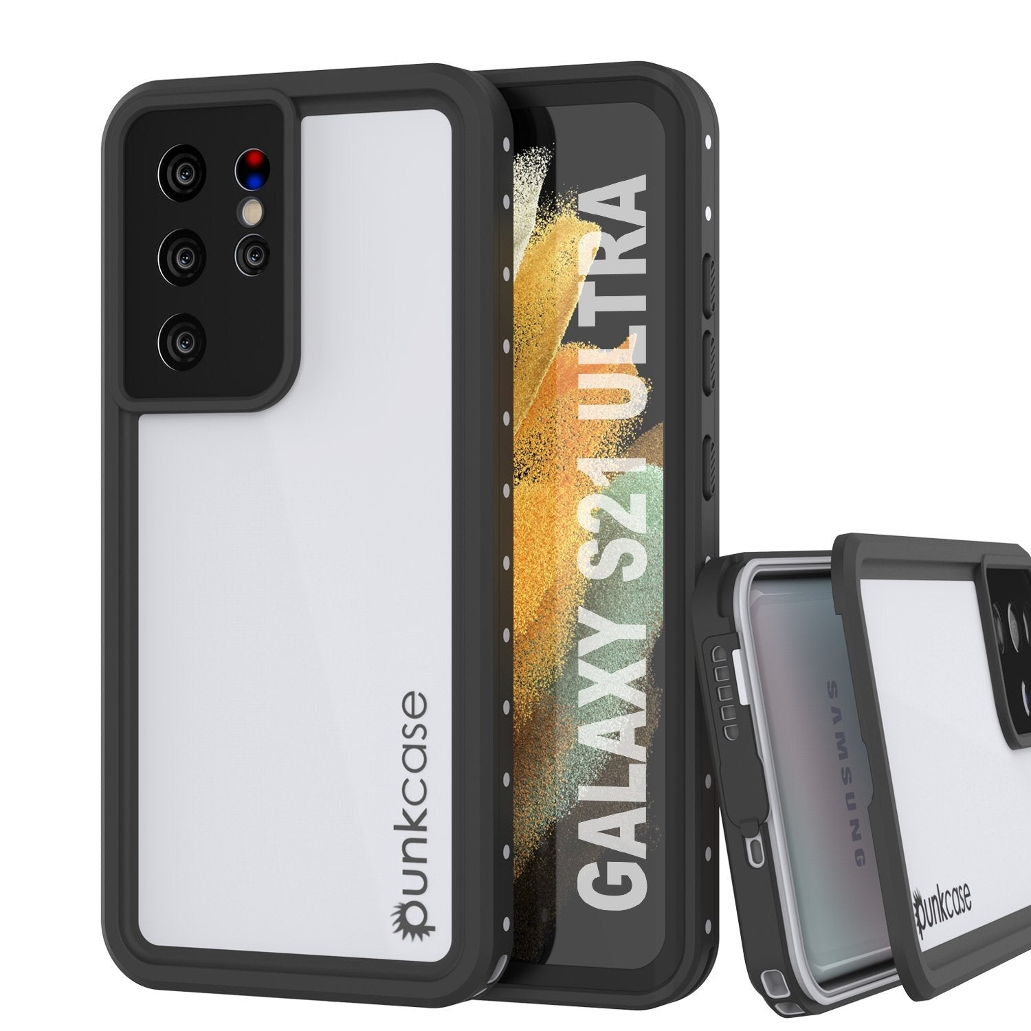 Galaxy S21 Ultra Waterproof Case PunkCase StudStar Black Thin 6.6ft Underwater IP68 Shock/Snow Proof