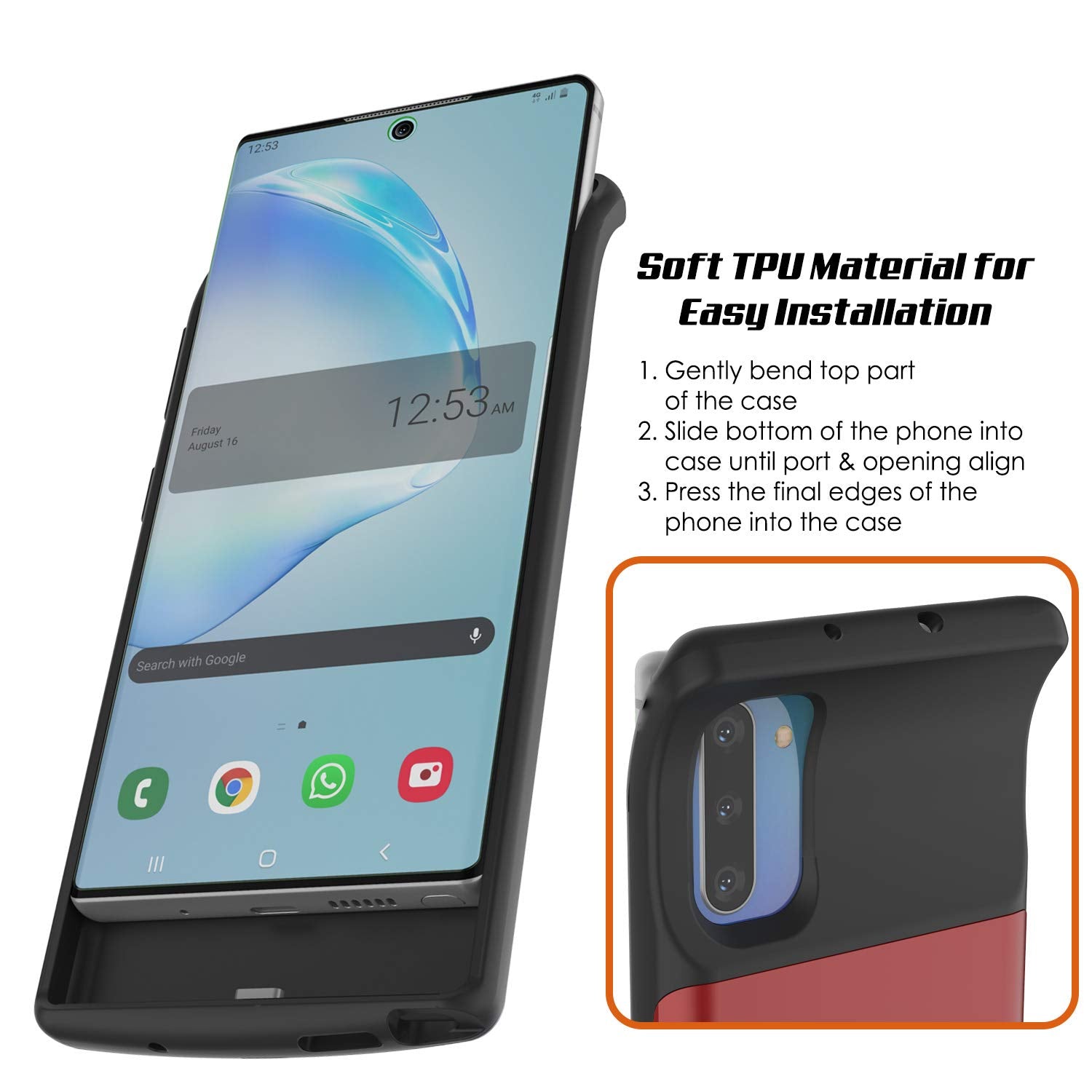 Galaxy Note 10 5200mAH Battery Charger W/ USB Port Slim Case [Red]