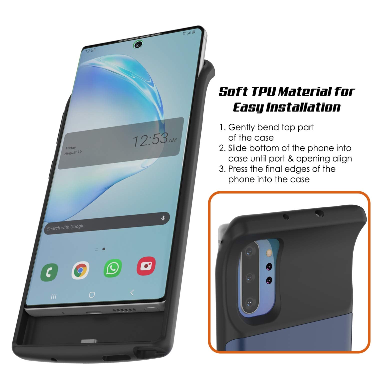 Galaxy Note 10+ Plus 6000mAH Battery Charger W/ USB Port Slim Case [Blue]