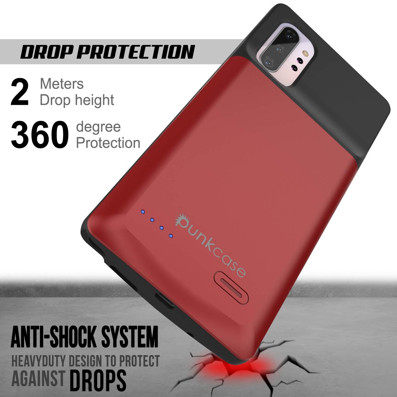 Galaxy Note 10+ Plus 6000mAH Battery Charger W/ USB Port Slim Case [Red]