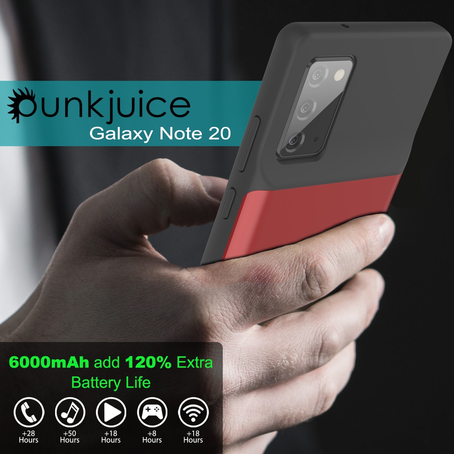 Galaxy Note 20 6000mAH Battery Charger Slim Case [Red]