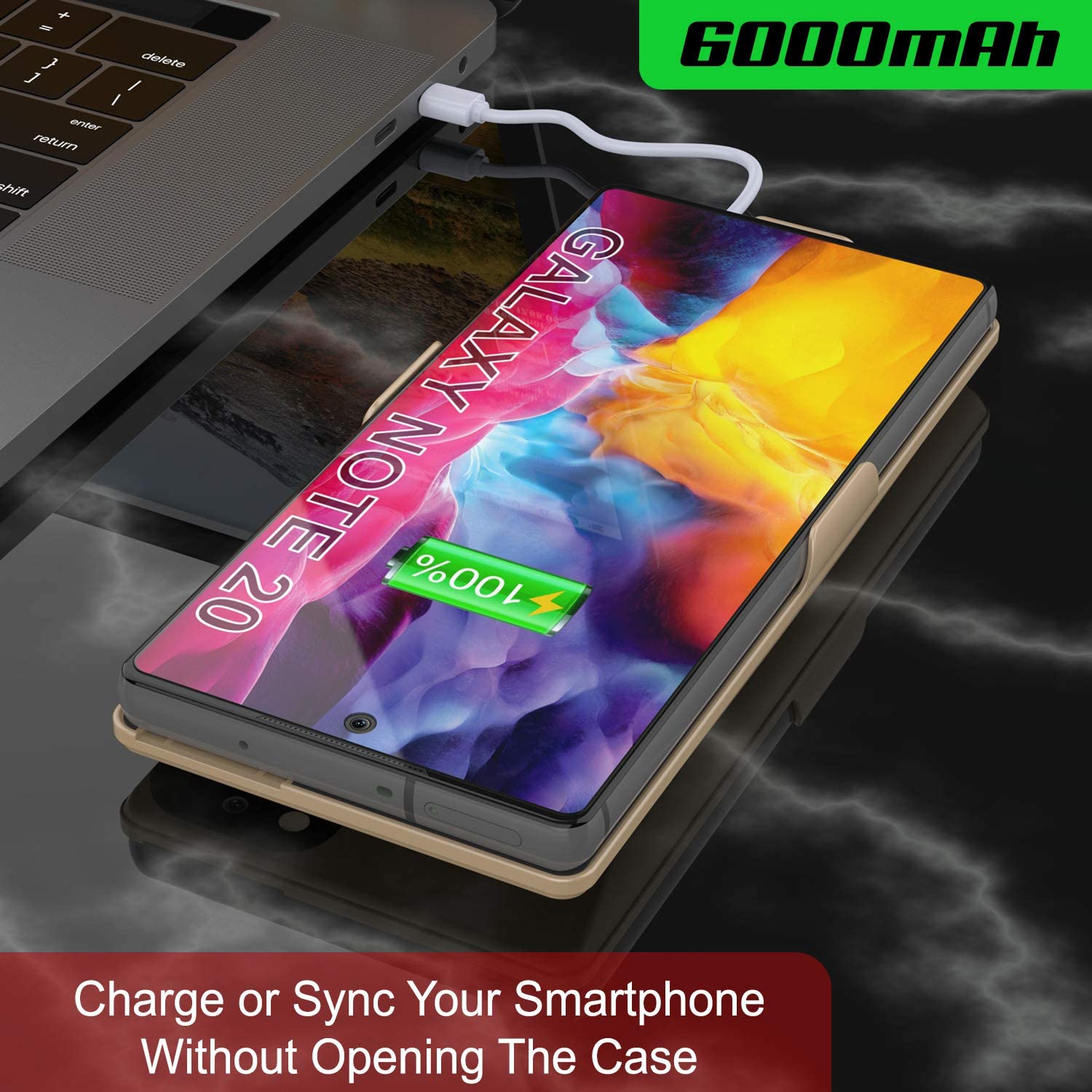 Galaxy Note 20 6000mAH Battery Charger PunkJuice 2.0 Slim Case [Gold]