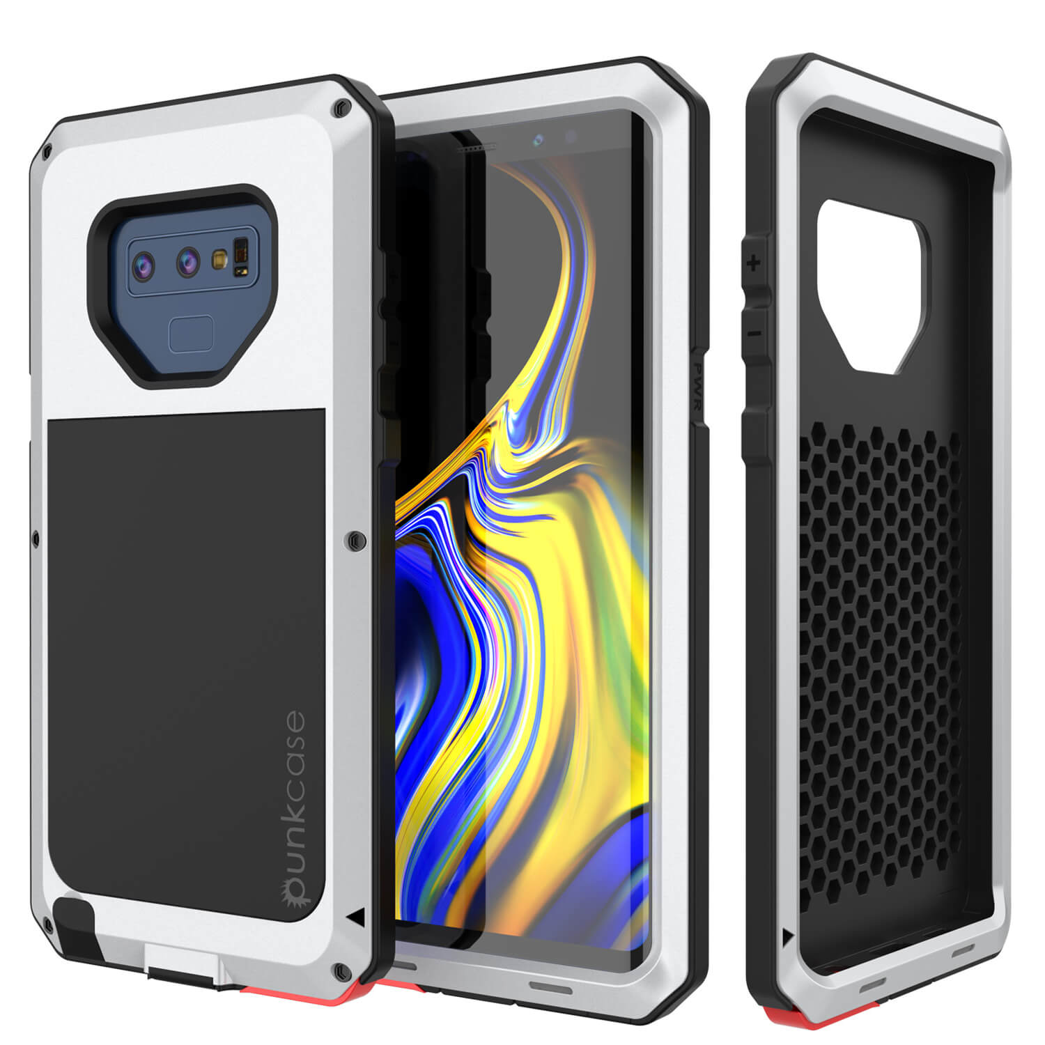 Galaxy Note 9  Case, PUNKcase Metallic Silver Shockproof  Slim Metal Armor Case [Silver]