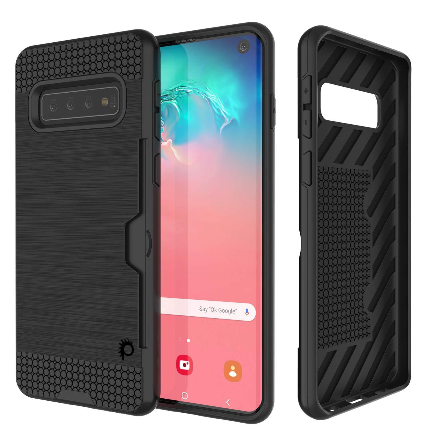 Galaxy S10 Case, PUNKcase [SLOT Series] [Slim Fit] Dual-Layer Armor Cover w/Integrated Anti-Shock System, Credit Card Slot [Gold]