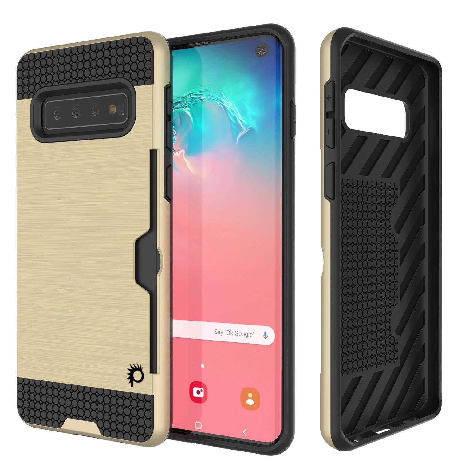 Galaxy S10 Case, PUNKcase [SLOT Series] [Slim Fit] Dual-Layer Armor Cover w/Integrated Anti-Shock System, Credit Card Slot [White]