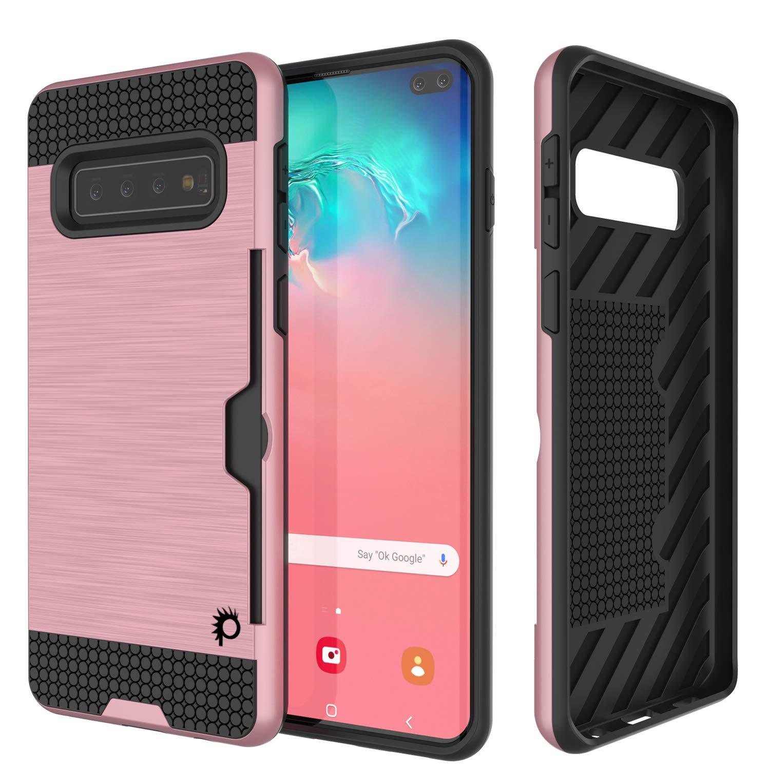 Galaxy S10+ Plus  Case, PUNKcase [SLOT Series] [Slim Fit] Dual-Layer Armor Cover w/Integrated Anti-Shock System, Credit Card Slot & Screen Protector [White]