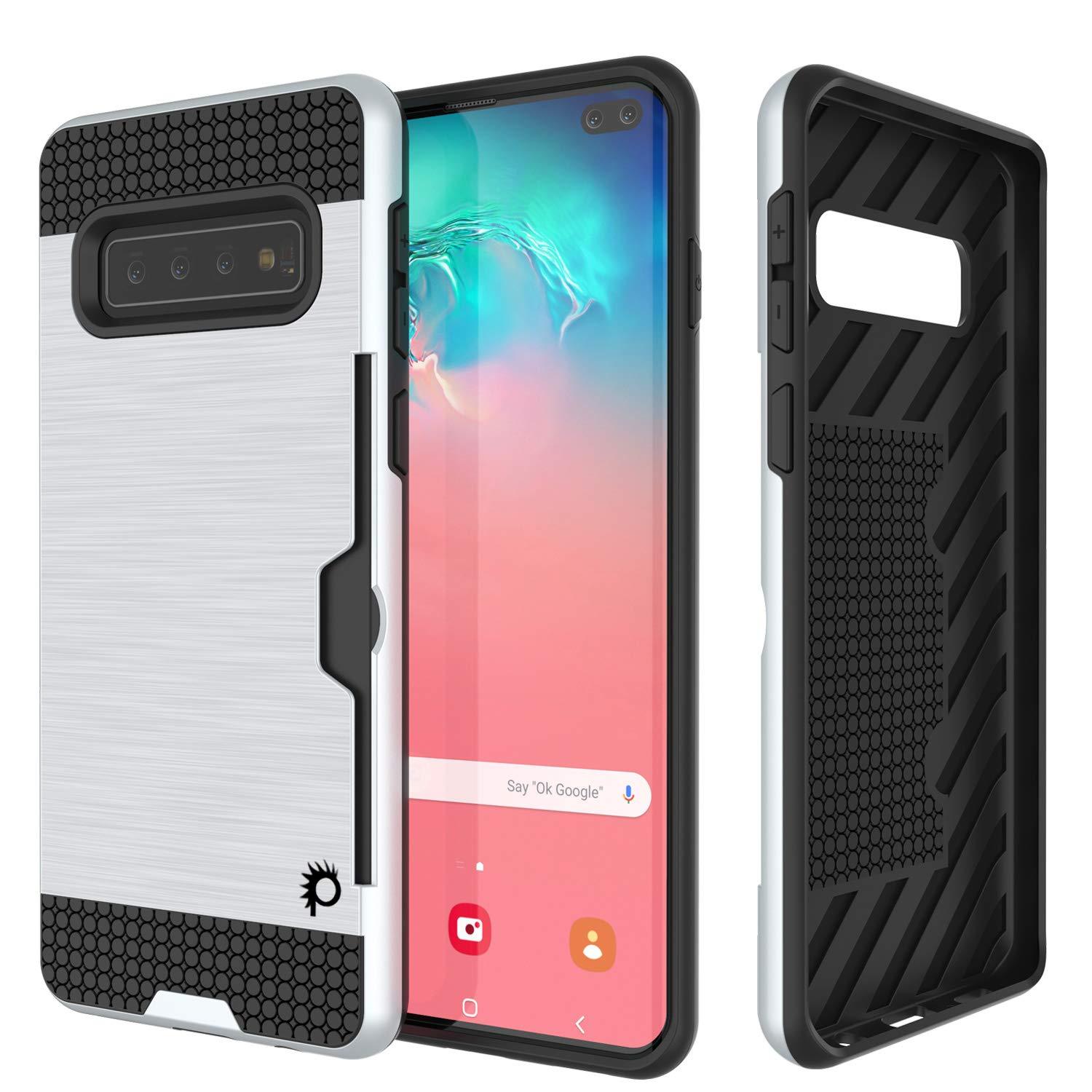 Galaxy S10+ Plus  Case, PUNKcase [SLOT Series] [Slim Fit] Dual-Layer Armor Cover w/Integrated Anti-Shock System, Credit Card Slot [Rose Gold]