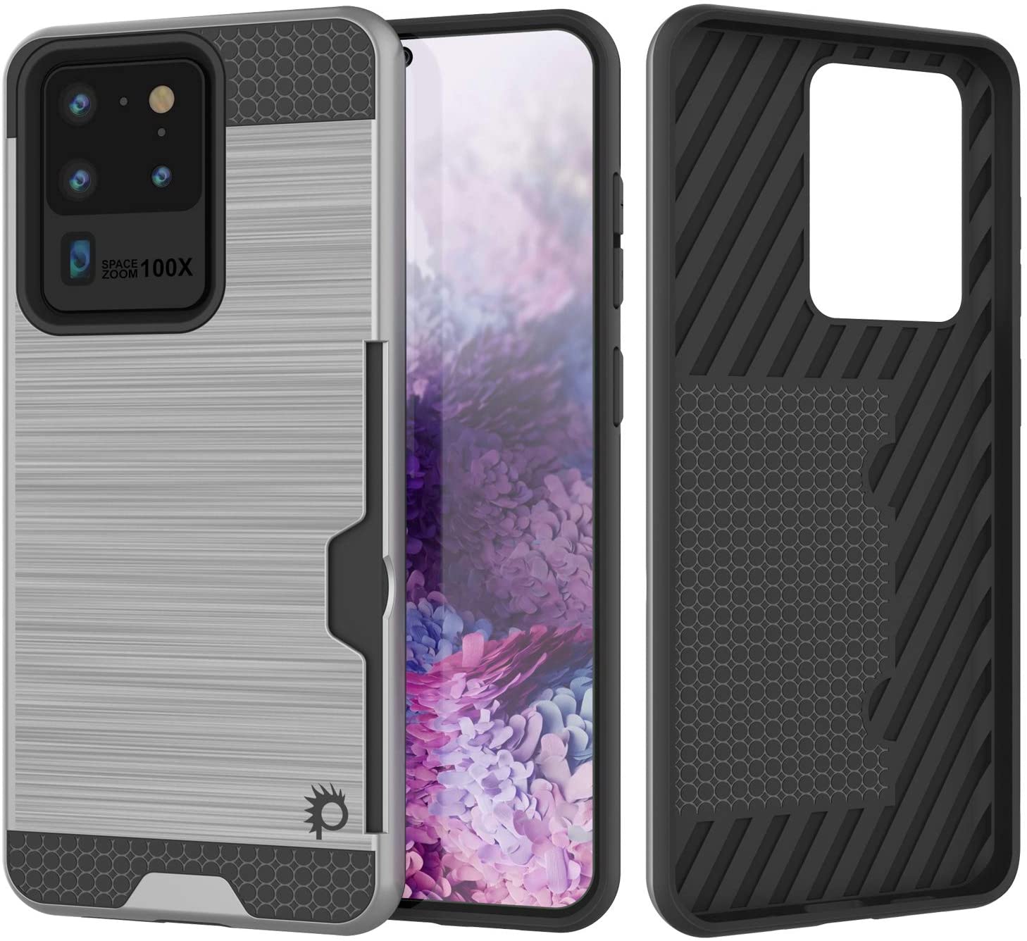 Galaxy S20 Ultra Case, PUNKcase [SLOT Series] [Slim Fit] Dual-Layer Armor Cover w/Integrated Anti-Shock System, Credit Card Slot [Grey]