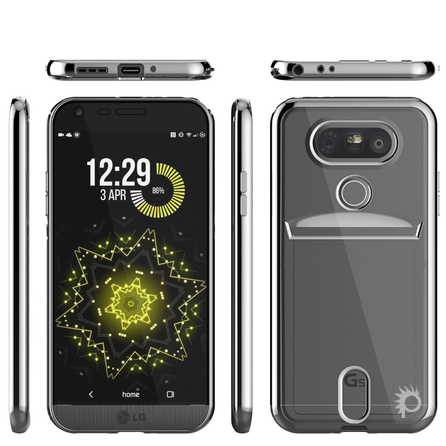 LG G5 Case, PUNKCASE® Black LUCID Series | Card Slot | PUNK SHIELD Screen Protector | Ultra Fit