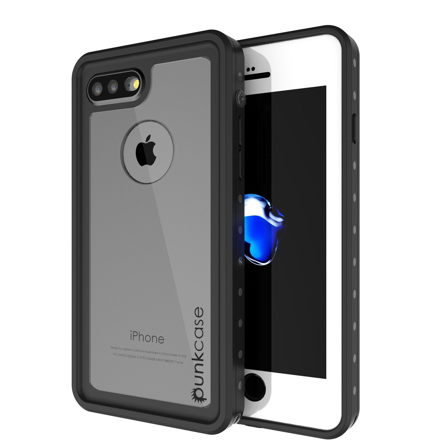 iPhone 8+ Plus Waterproof IP68 Case, Punkcase [Black] [StudStar Series] [Slim Fit] [Dirtproof]
