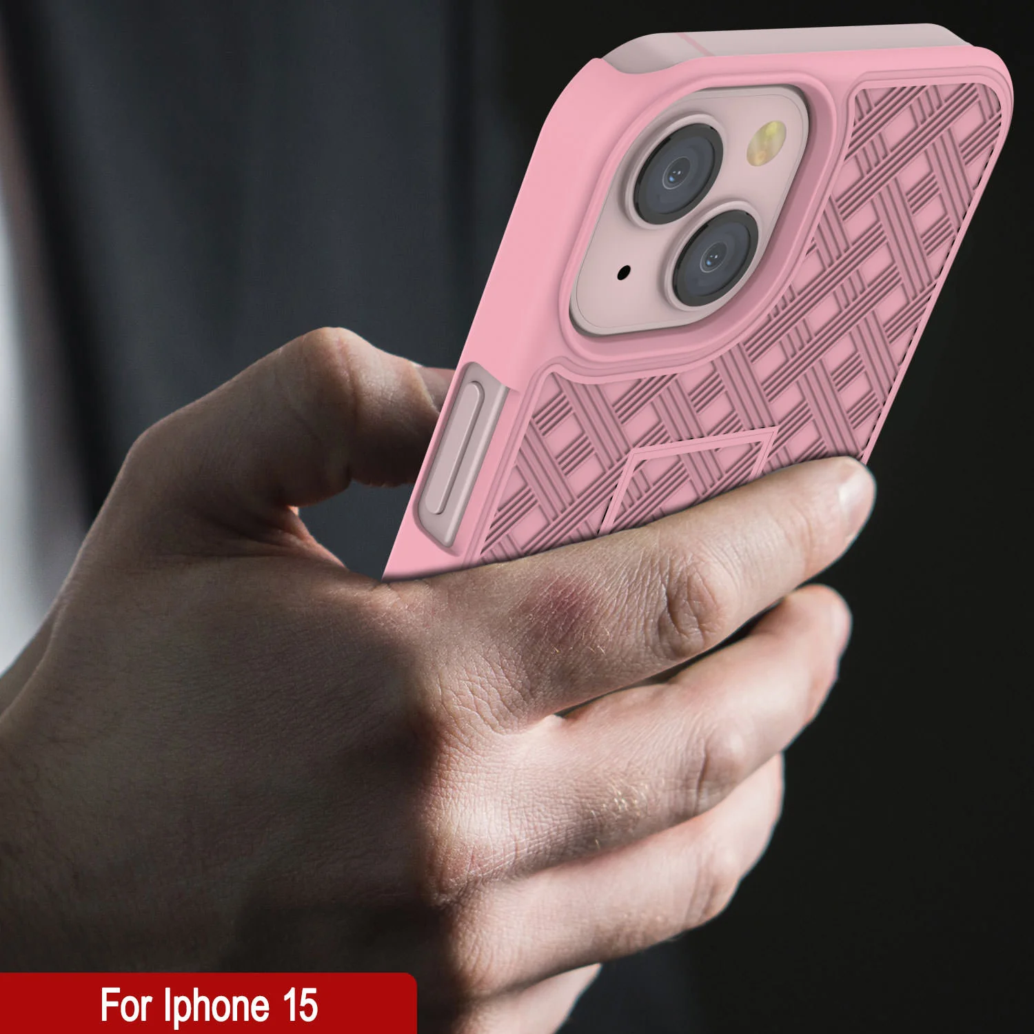 iPhone 15 Case With Tempered Glass Screen Protector, Holster Belt Clip & Built-In Kickstand [Pink]
