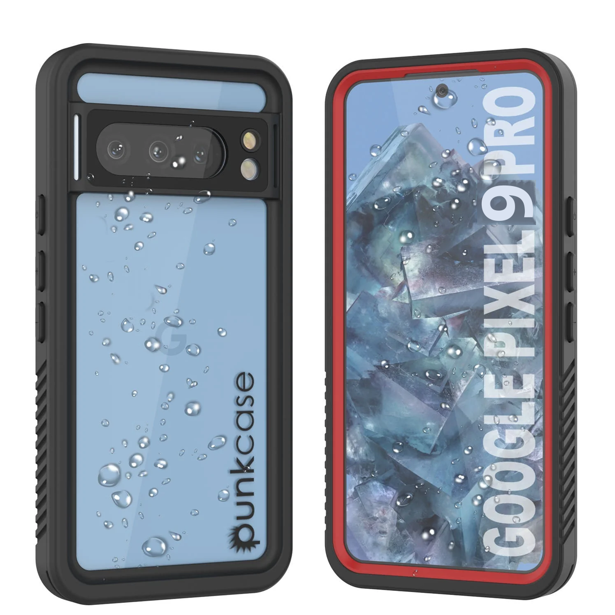 Google Pixel 9 Pro Waterproof Case, Punkcase [Extreme Series] Armor Cover W/ Built In Screen Protector [Red]