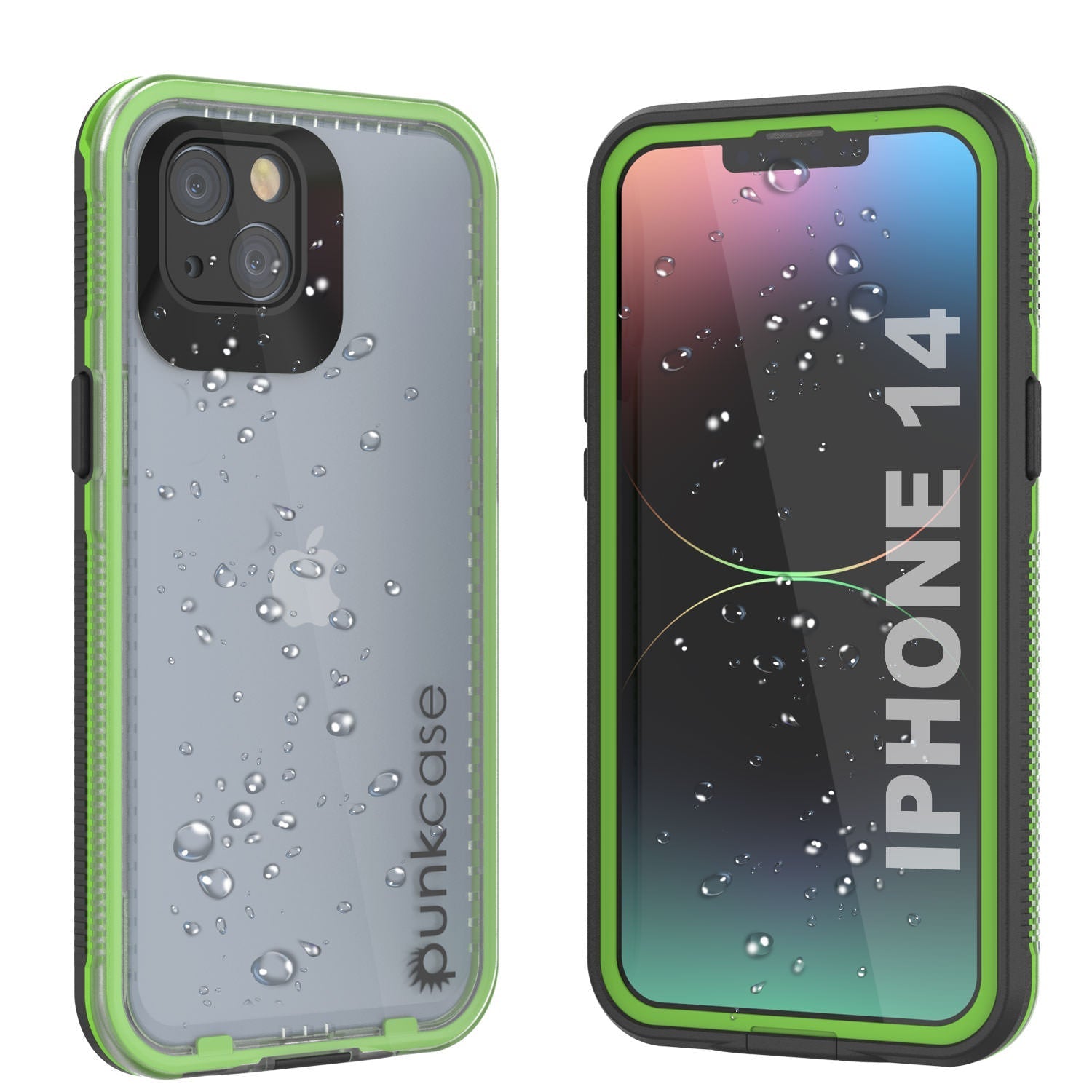 Punkcase iPhone 14 Waterproof Case [Aqua Series] Armor Cover [Clear Pink] [Clear Back]