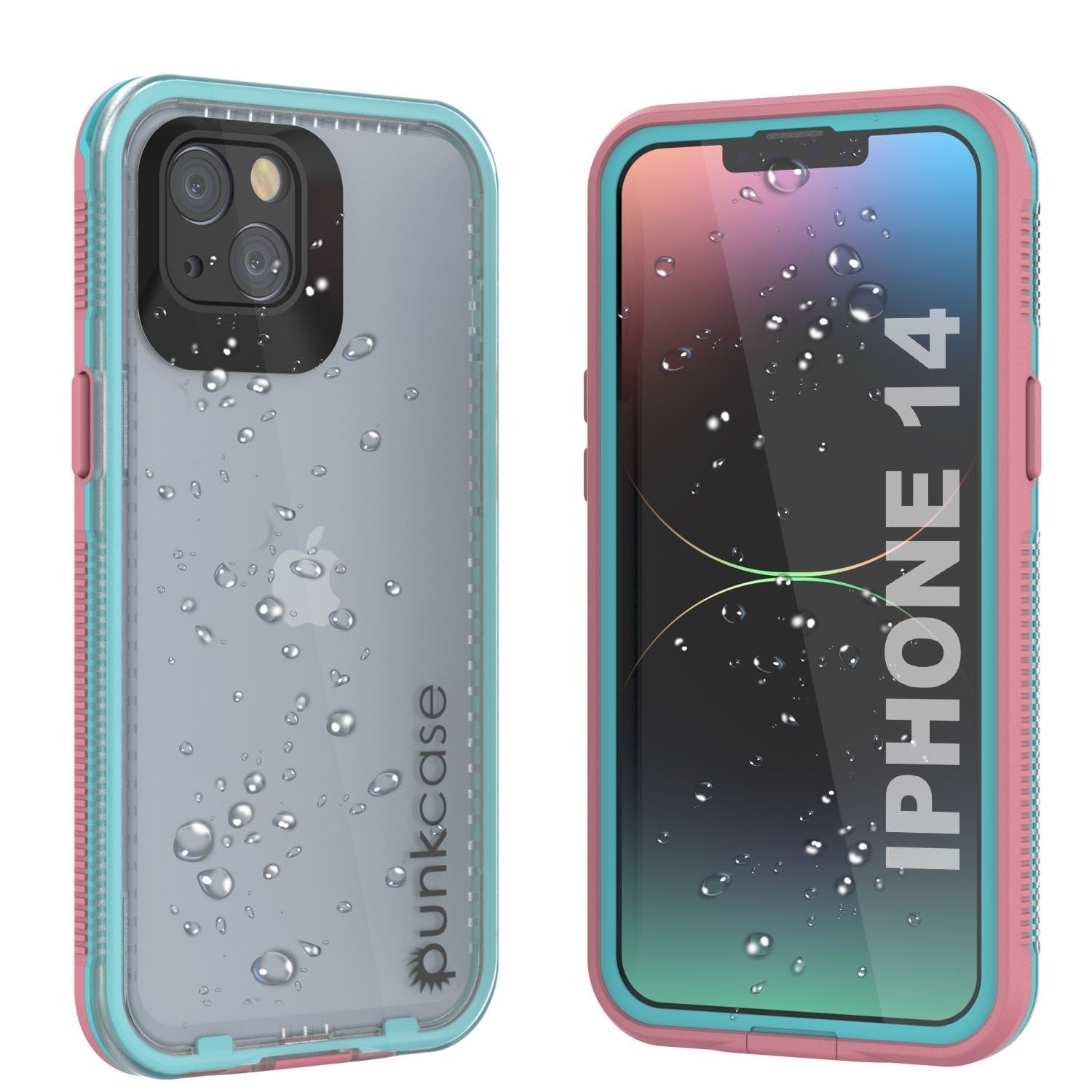 Punkcase iPhone 14 Waterproof Case [Aqua Series] Armor Cover [Clear Black] [Clear Back]