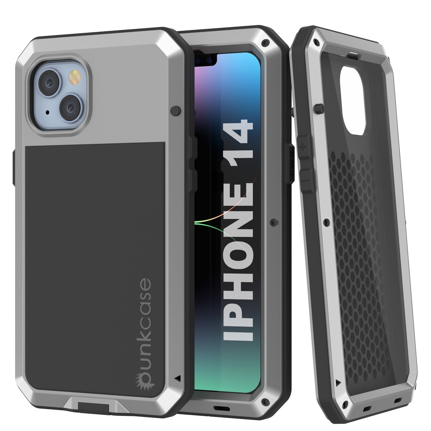 iPhone 14 Metal Case, Heavy Duty Military Grade Armor Cover [shock proof] Full Body Hard [Red]