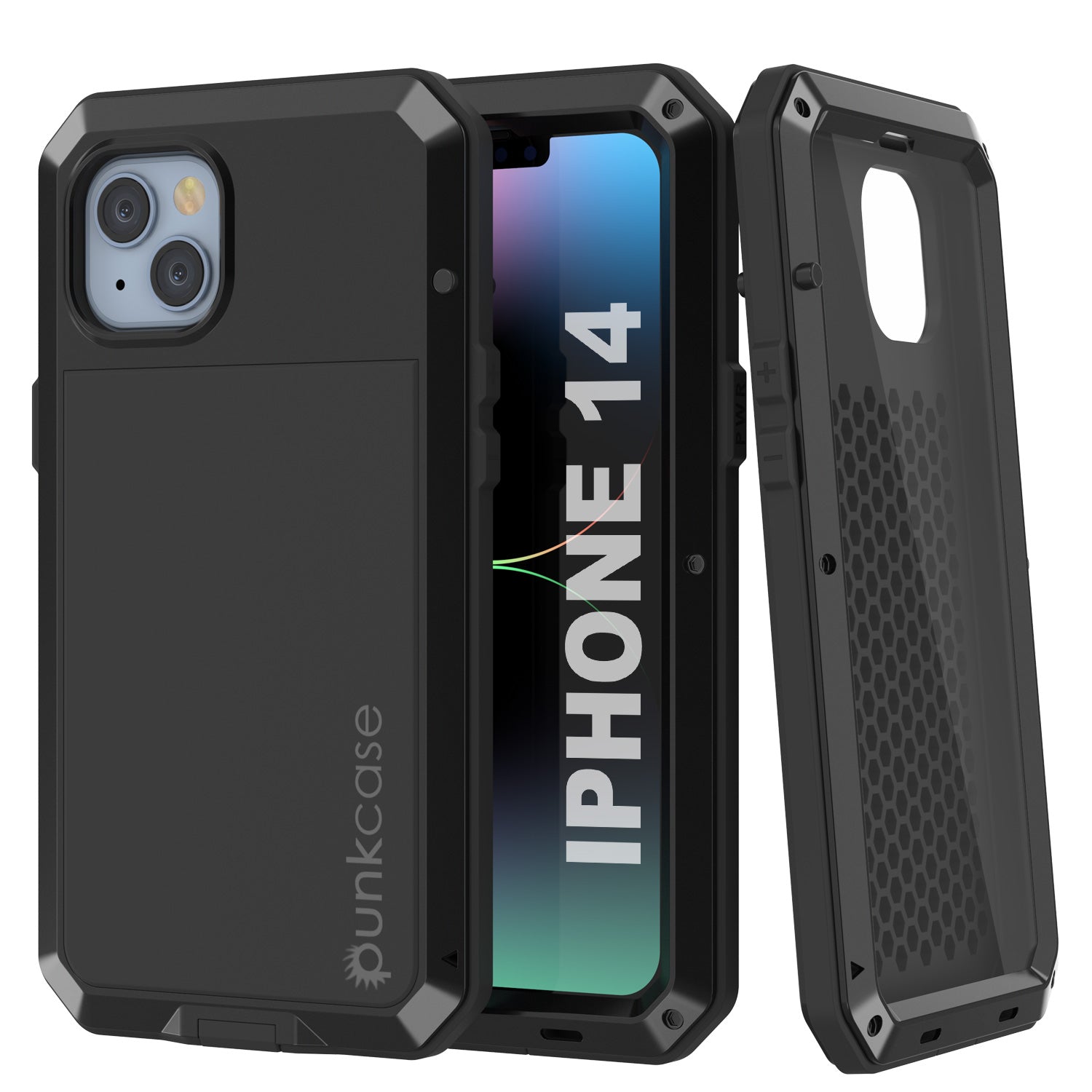 iPhone 14 Metal Case, Heavy Duty Military Grade Armor Cover [shock proof] Full Body Hard [Red]