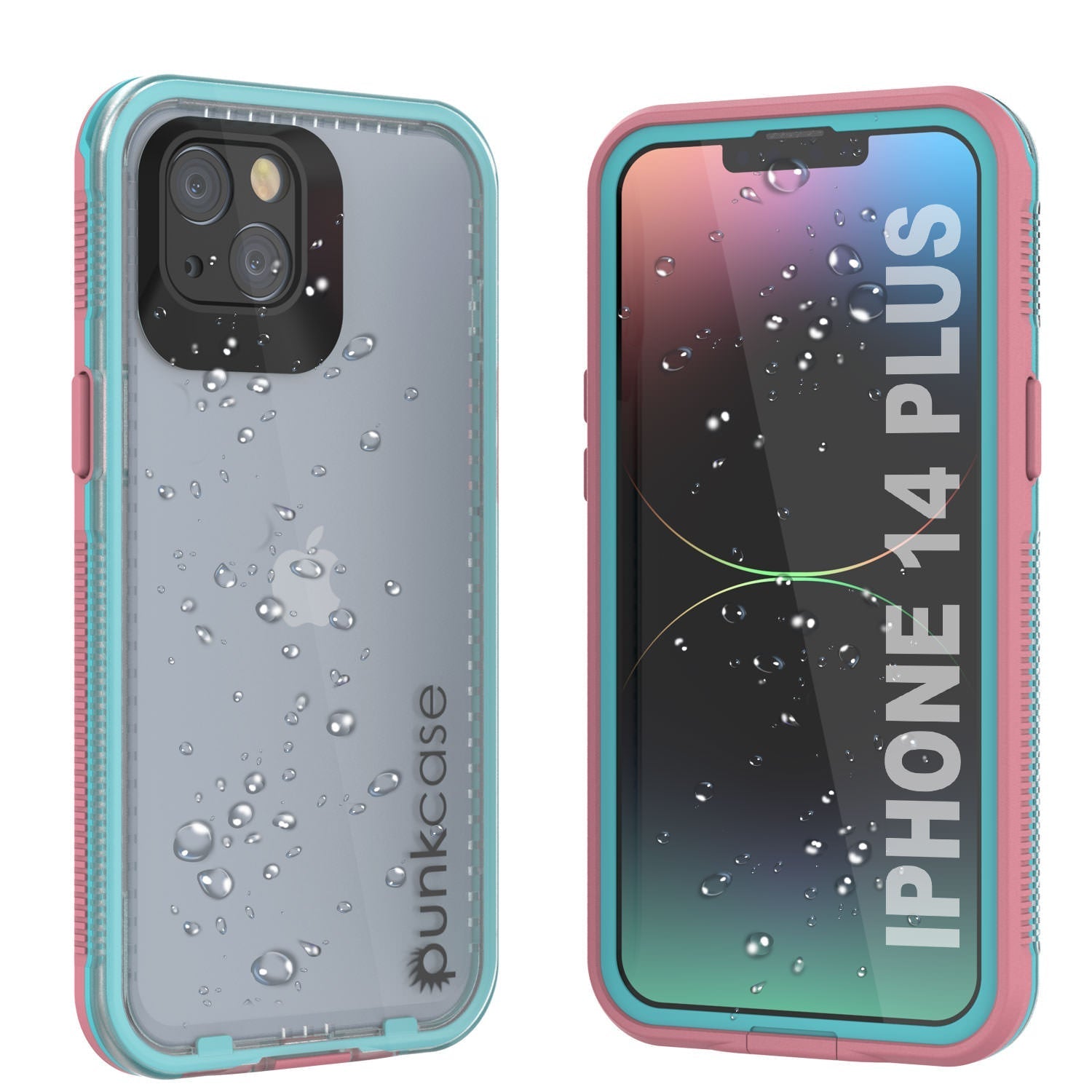 Punkcase iPhone 14 Plus Waterproof Case [Aqua Series] Armor Cover [Clear Black] [Clear Back]