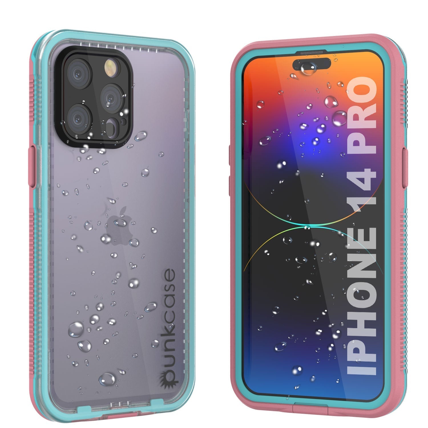 Punkcase iPhone 14 Pro Waterproof Case [Aqua Series] Armor Cover [Clear Black] [Clear Back]